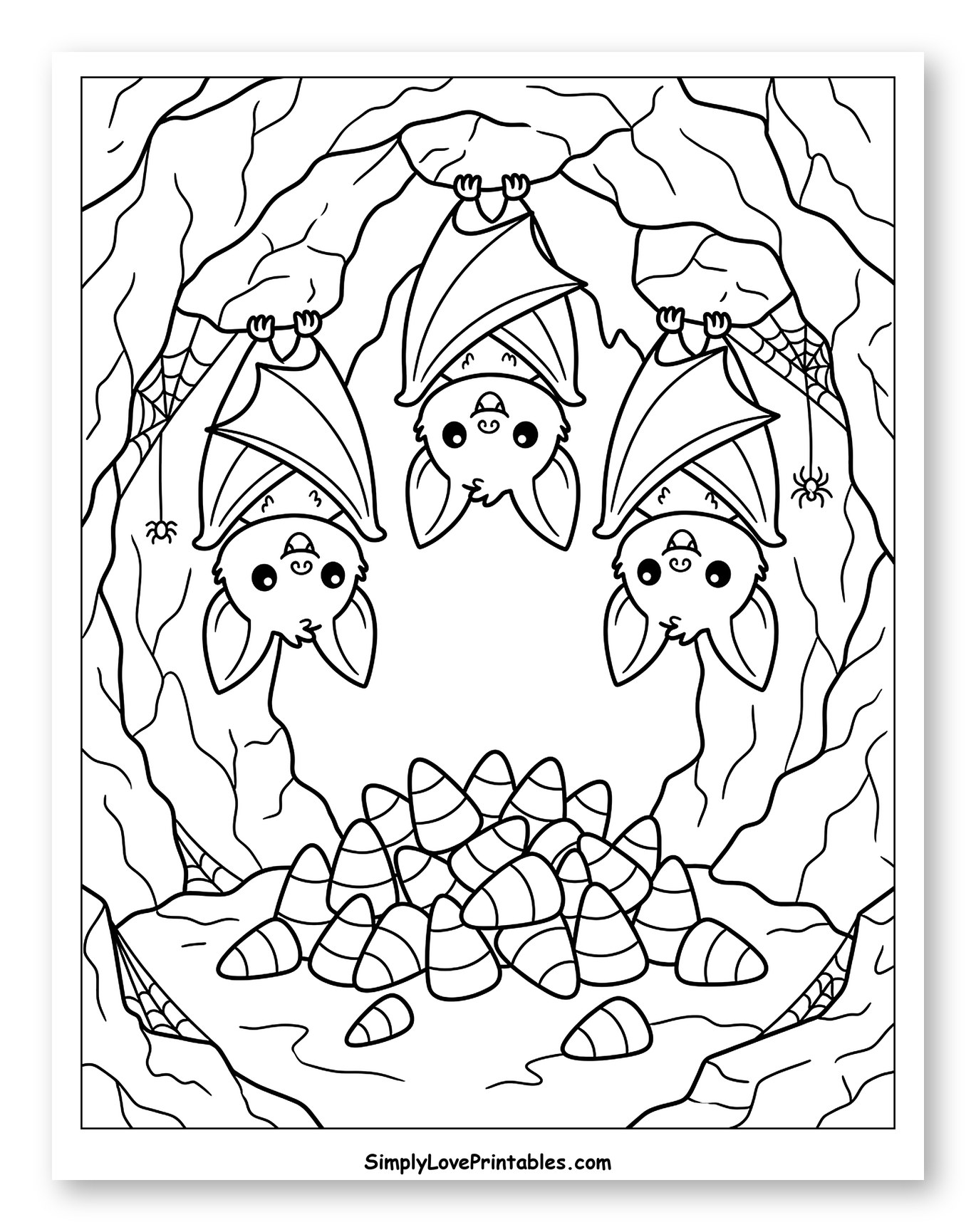 Cute Bats Hanging in a Candy Corn Cave