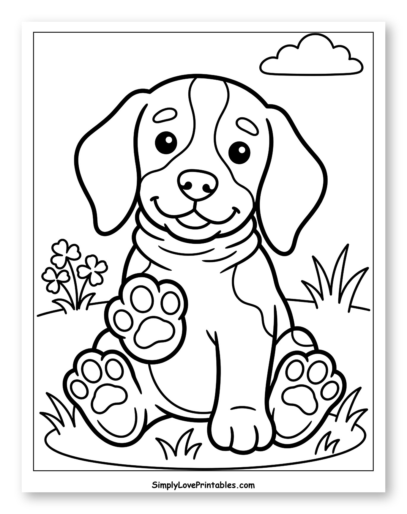 Cute Beagle Puppy Sitting in Grass