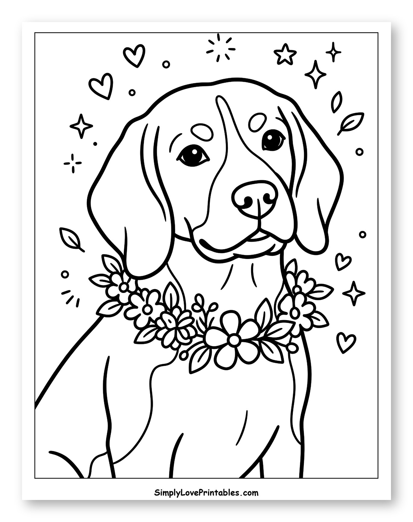 Cute Beagle Wearing a Flower Crown