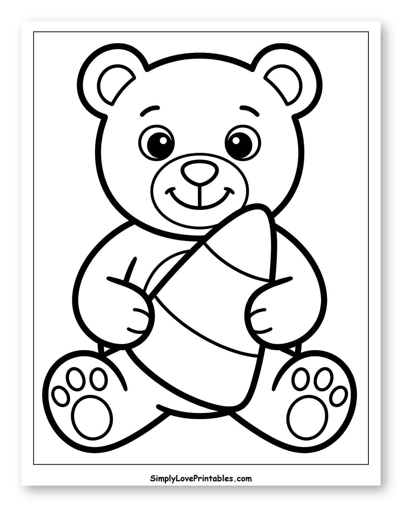 Cute Bear Holding a Candy Corn Coloring Page for Toddlers