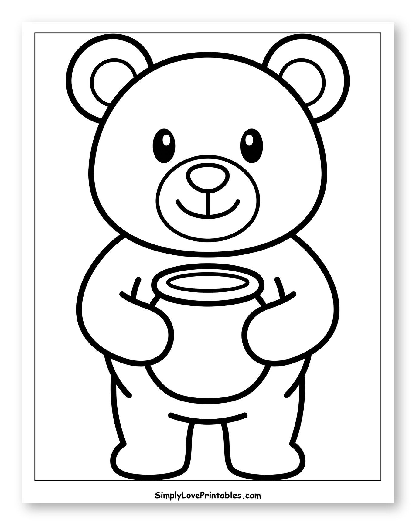 Cute Bear Holding a Pot of Honey