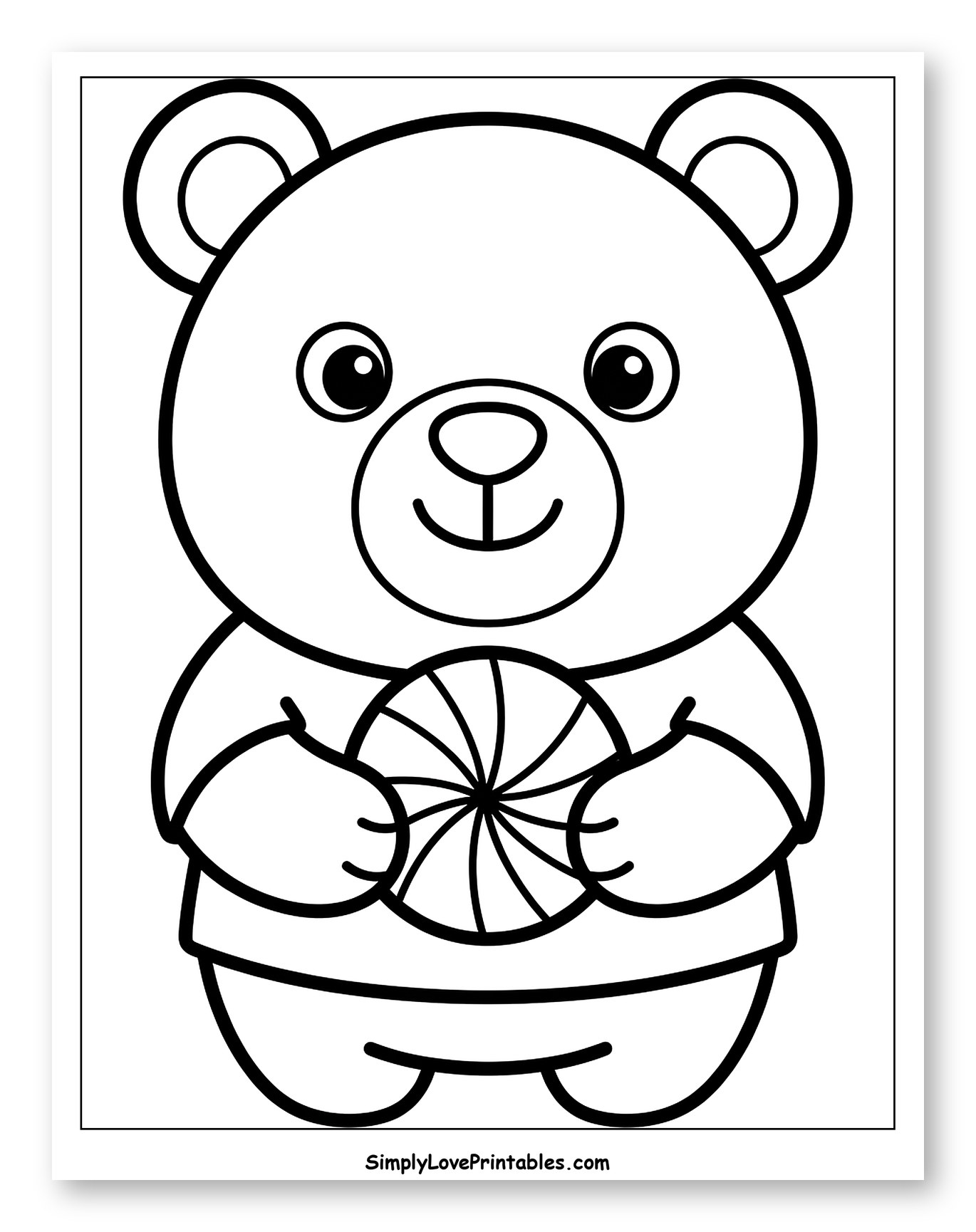 Cute Bear Holding a Swirl Candy