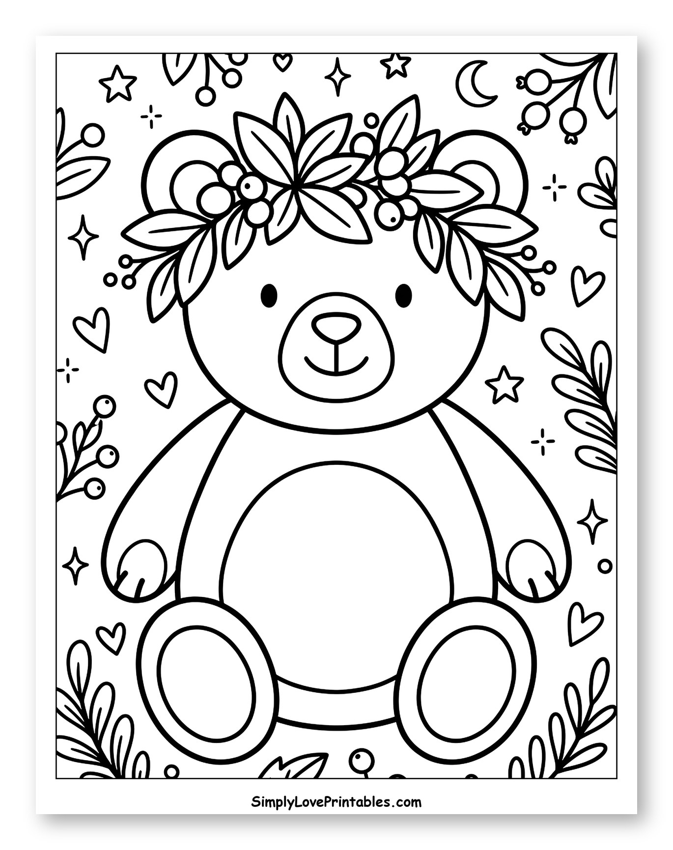 Cute Bear Wearing Berry Wreath