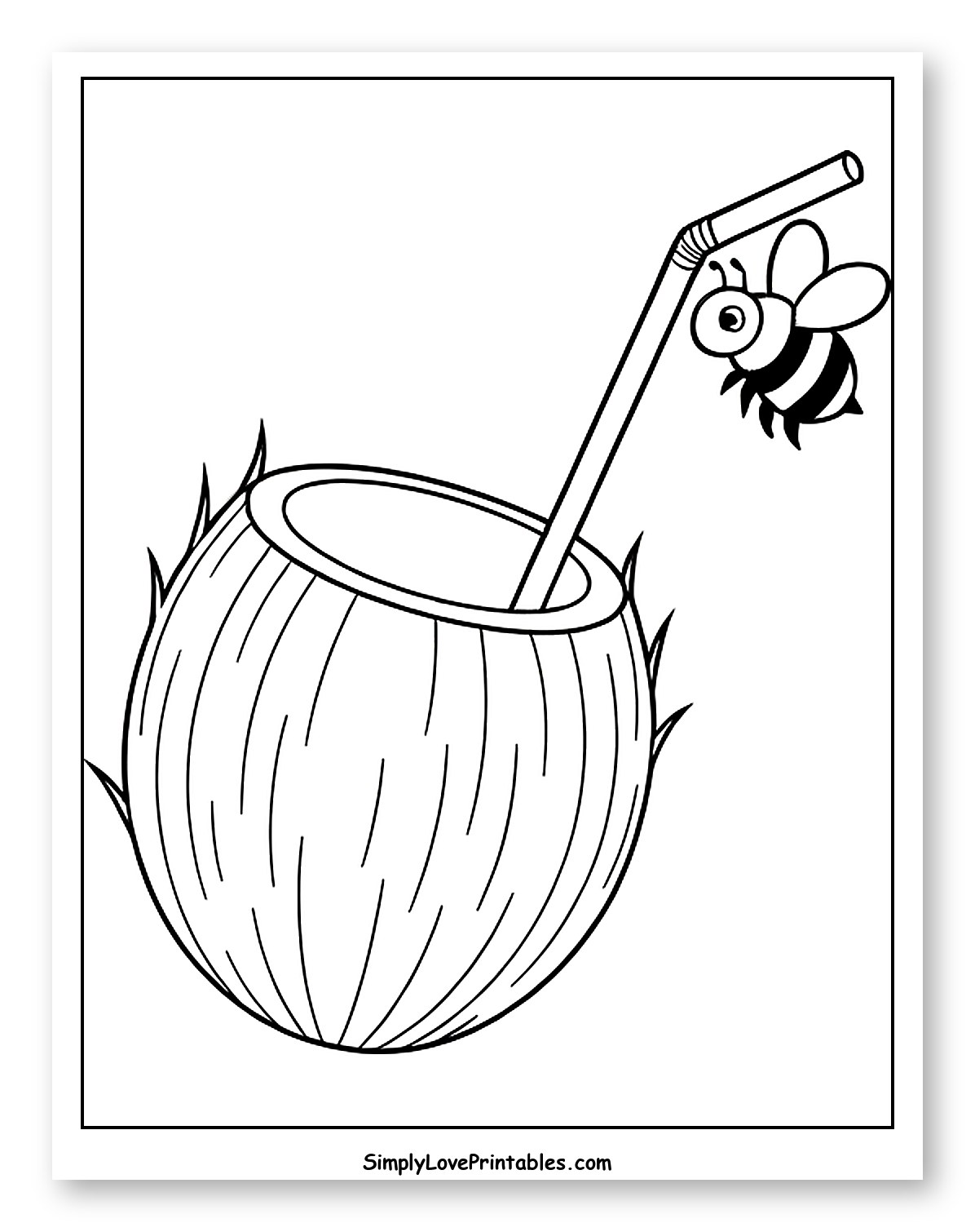 Cute Bee Drinking from a Coconut