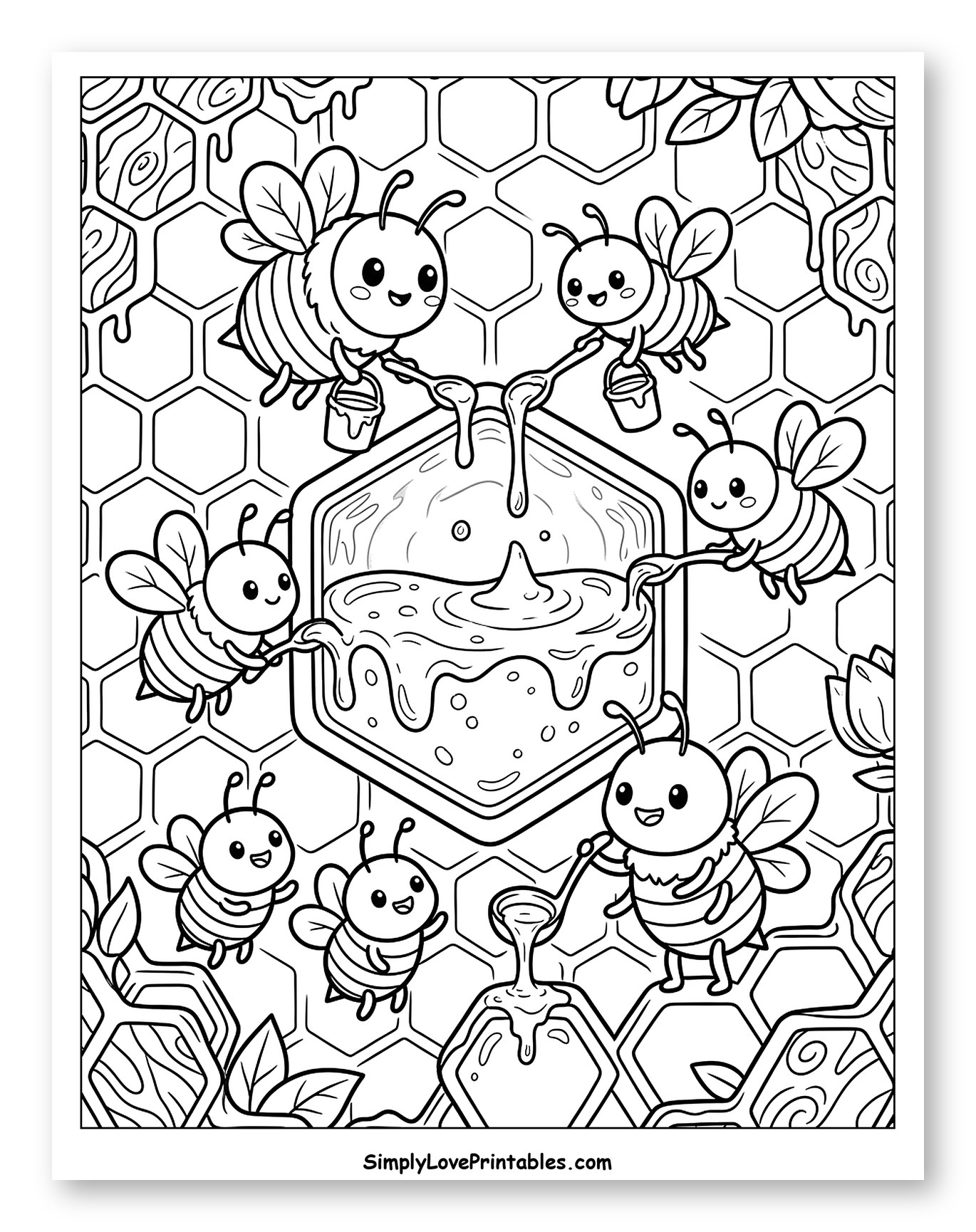 Cute Bees Gathering and Sharing Honey