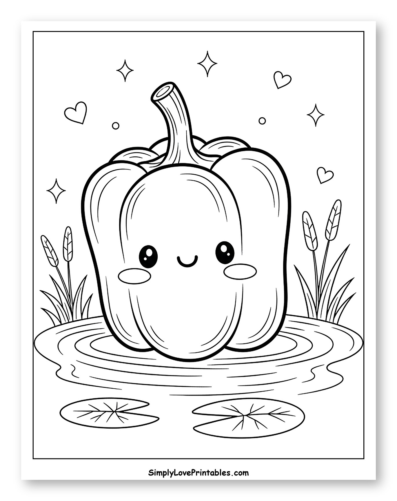 Cute Bell Pepper Floating in a Pond