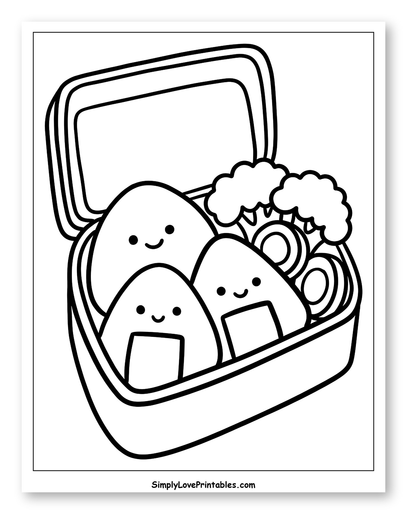 Cute Bento Box with Onigiri and Veggies