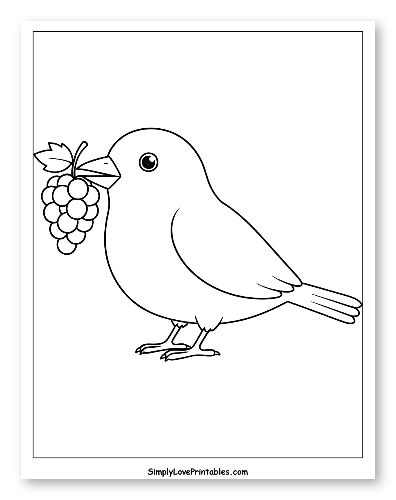 Cute Bird Holding a Bunch of Grapes