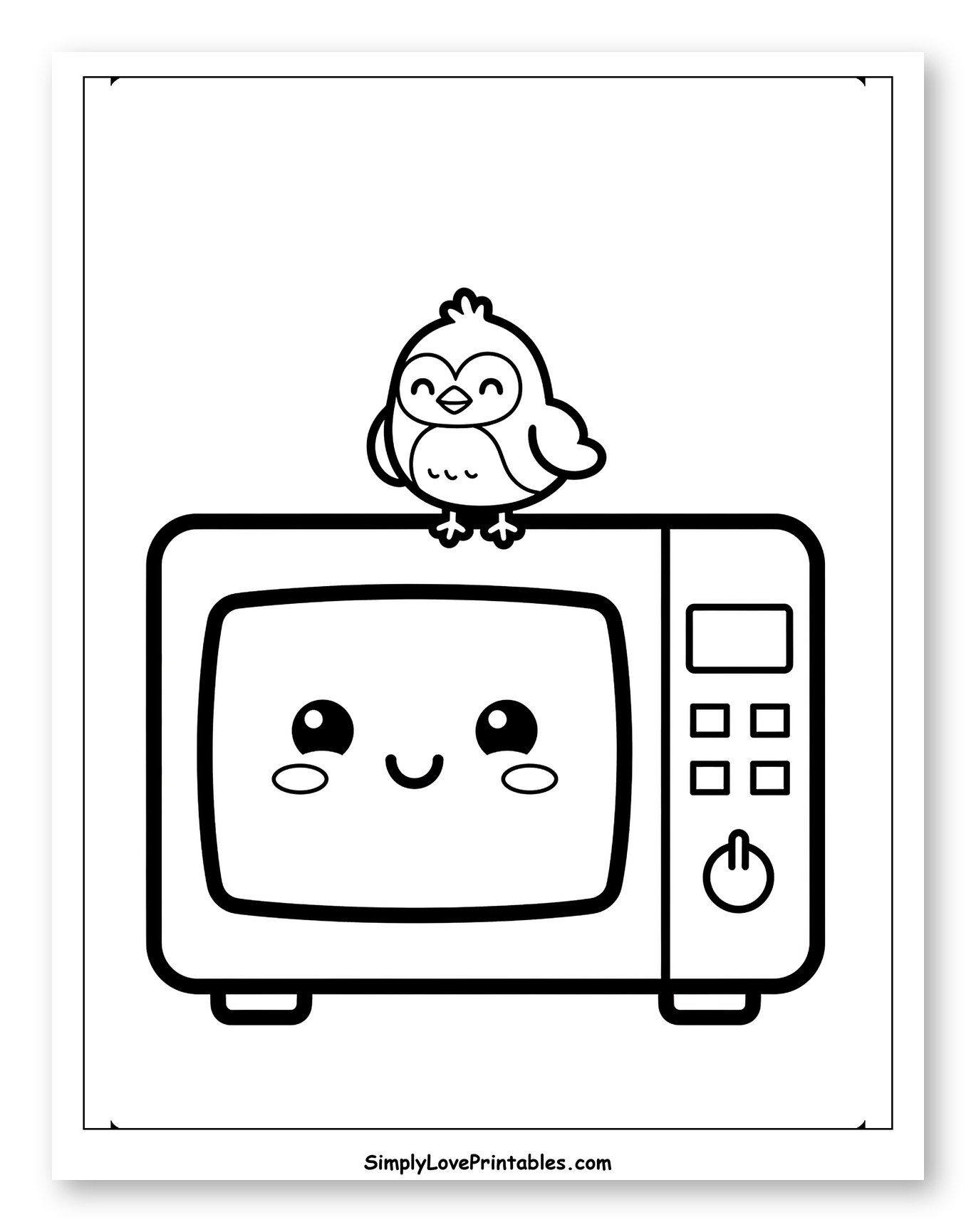 Cute Bird on Happy Microwave