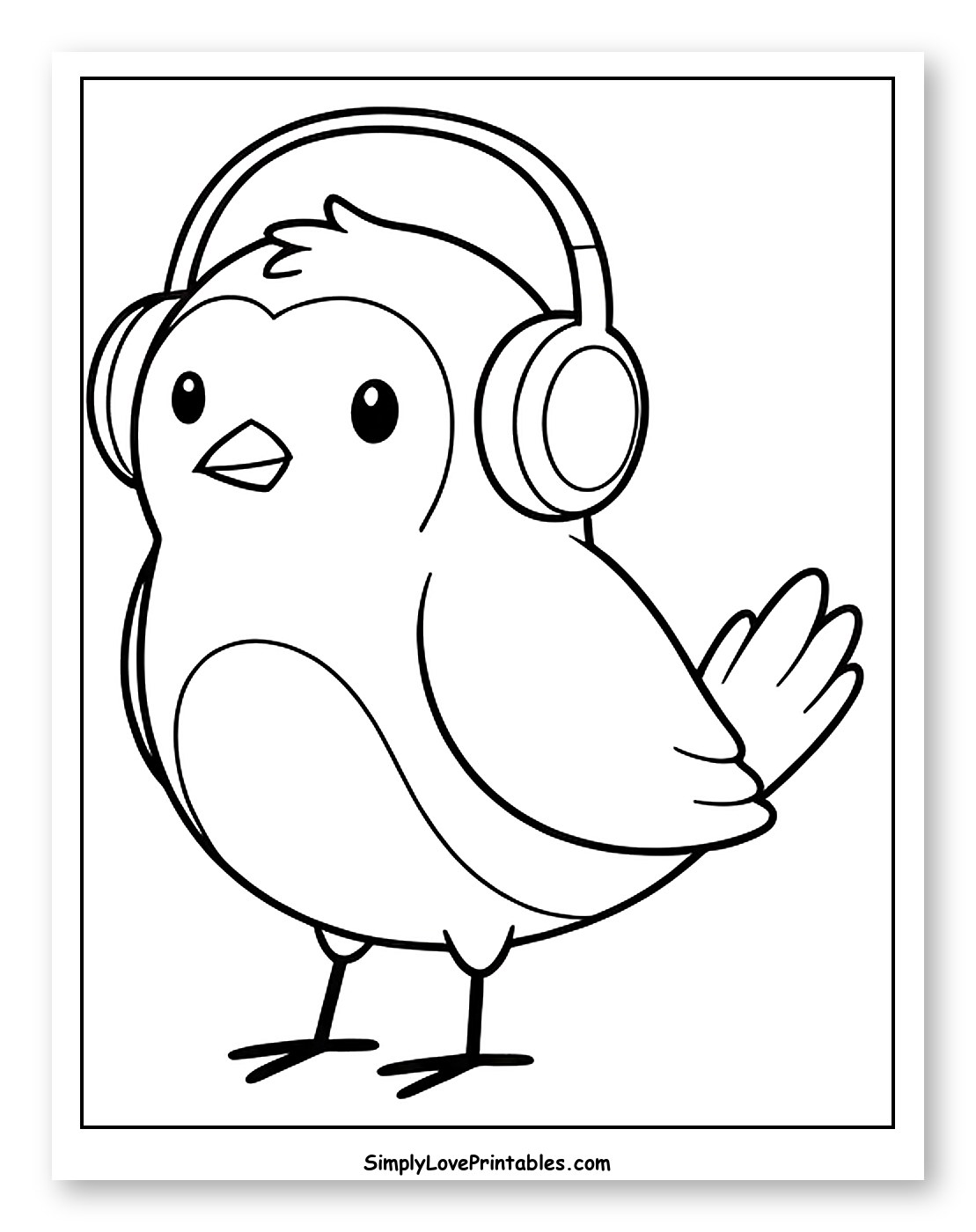 Cute Bird Wearing Headphones