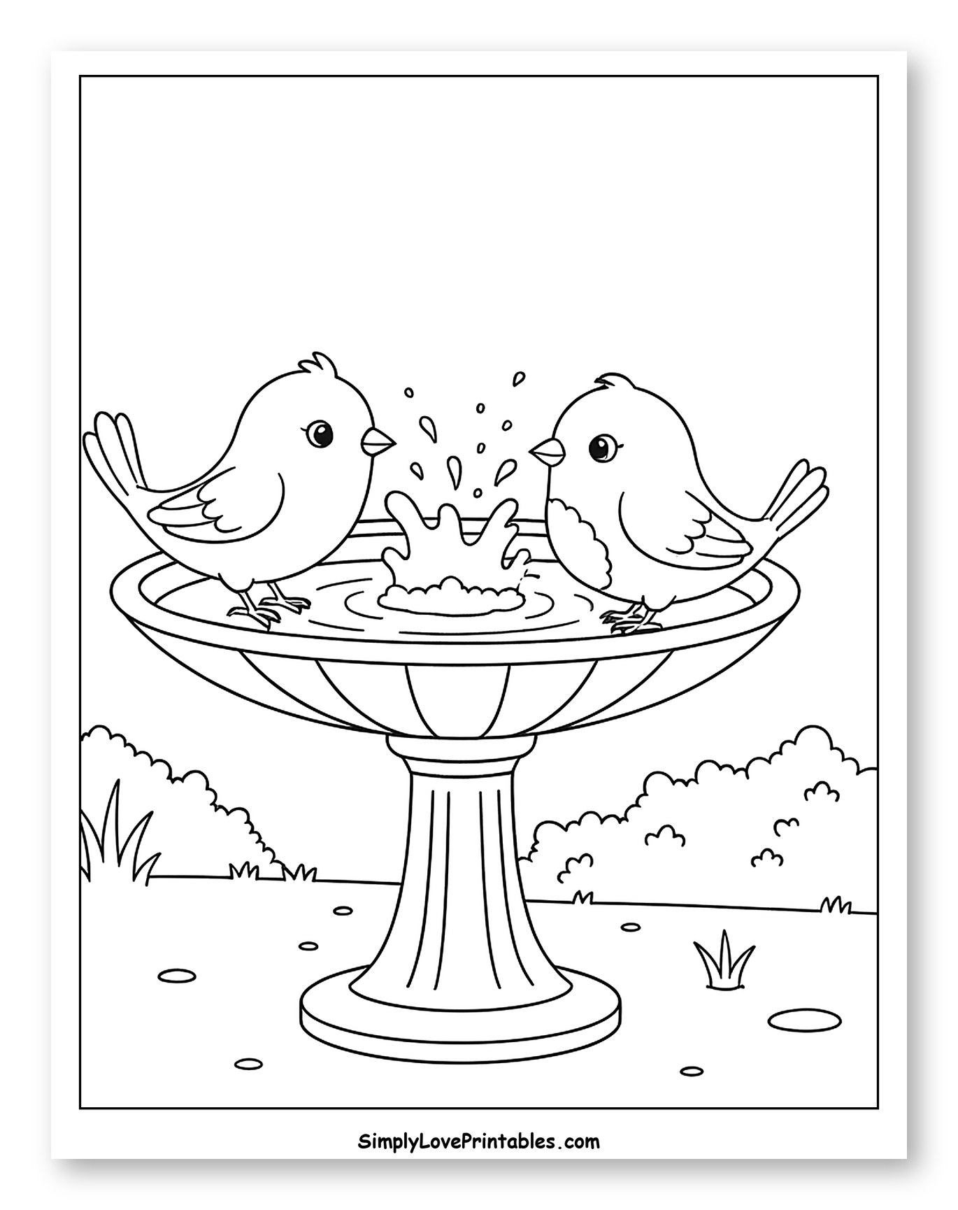 Cute Birds Enjoying a Splashing Bird Bath