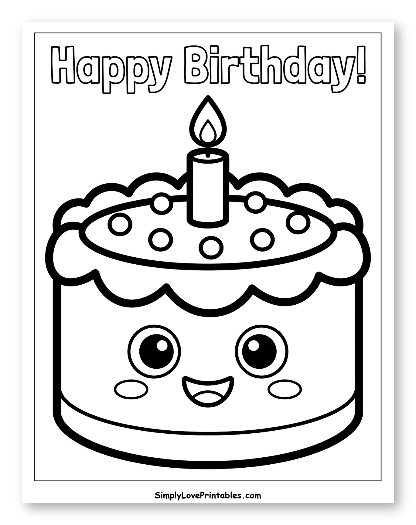 Cute Birthday Cake with Lit Candle