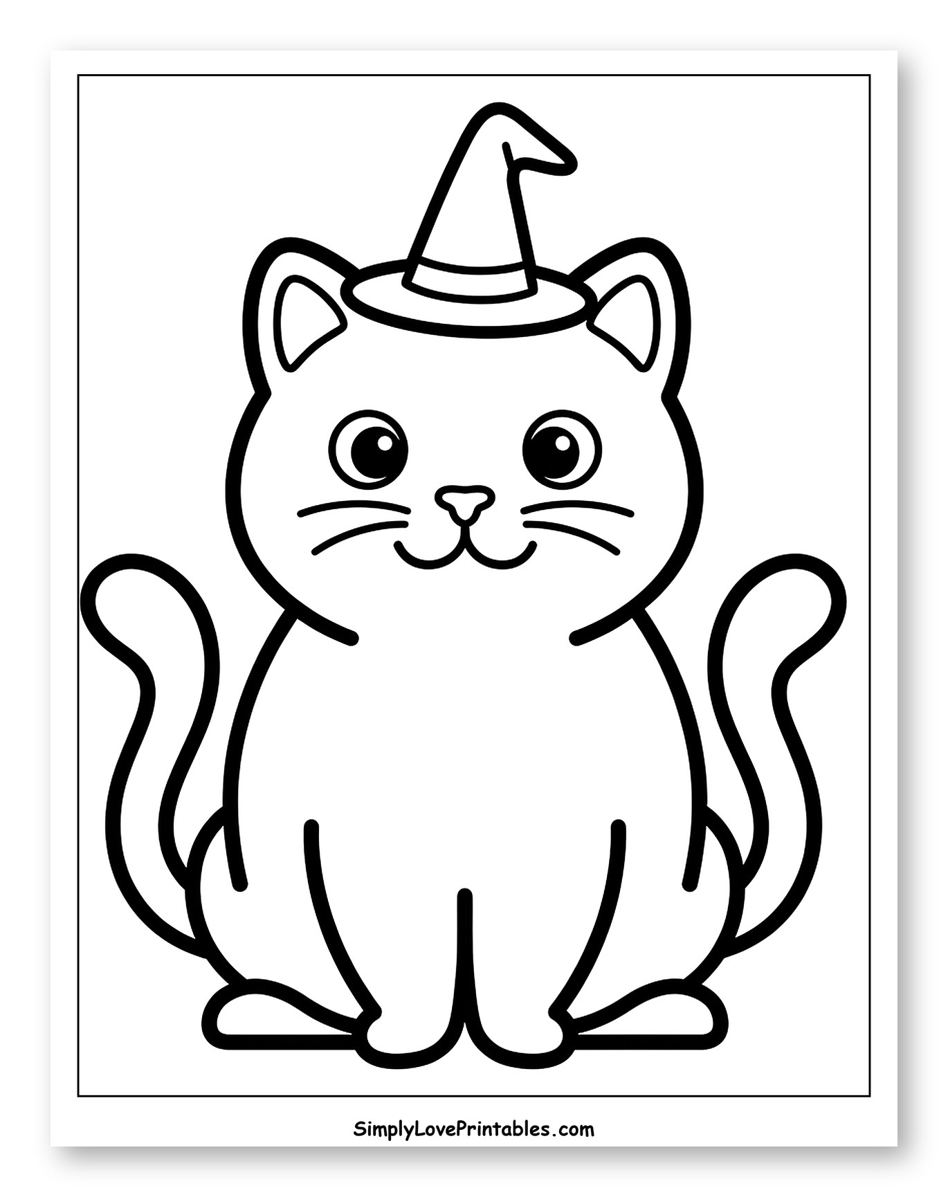 Cute Black Cat Wearing a Witch Hat