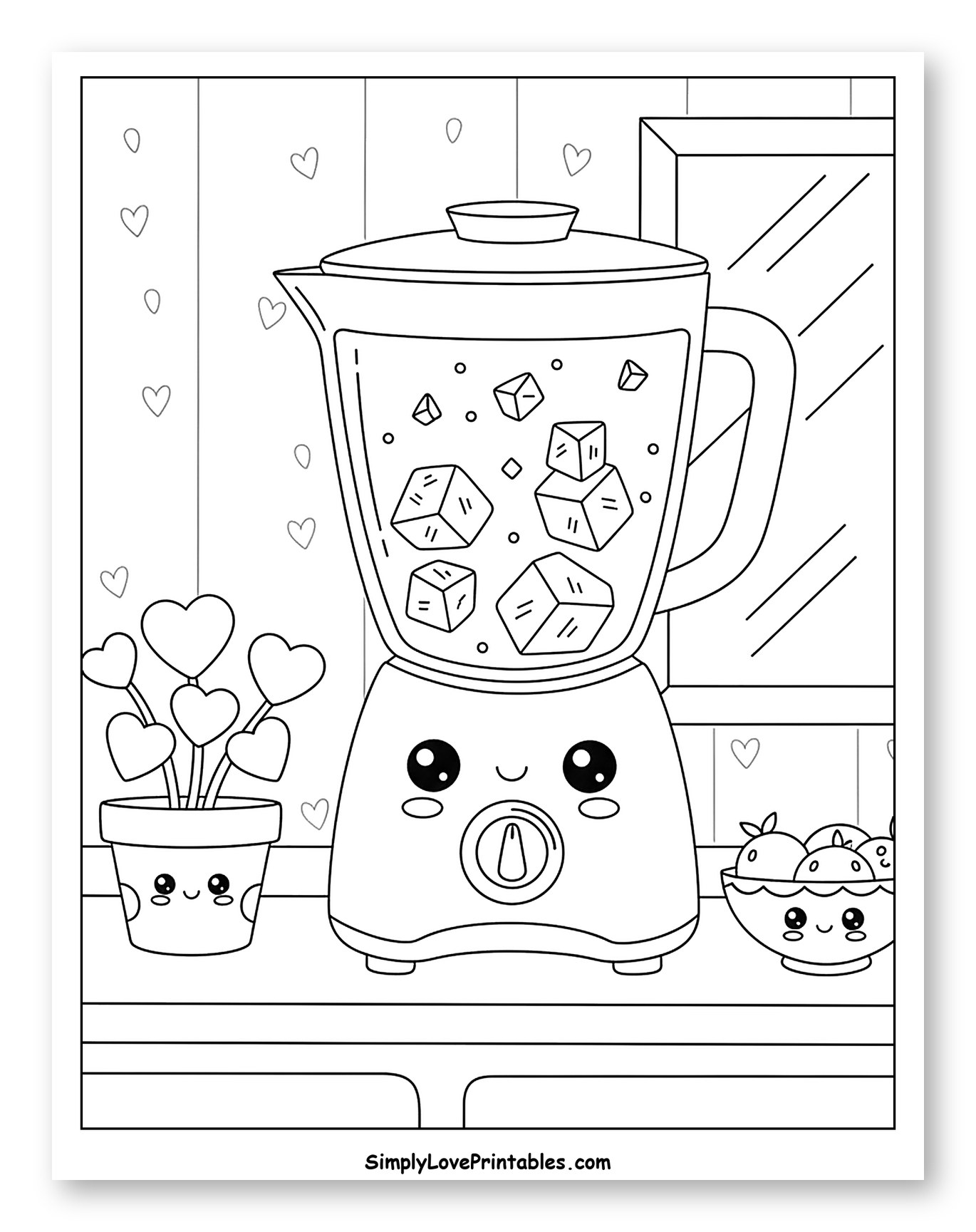 Cute Blender Making a Smoothie to Color for Kids