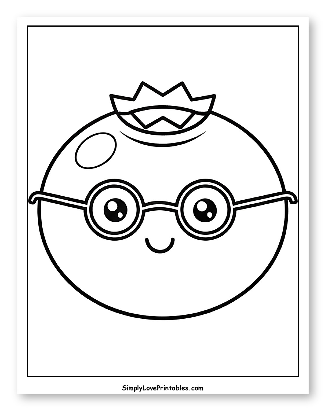 Cute Blueberry with Glasses and Crown