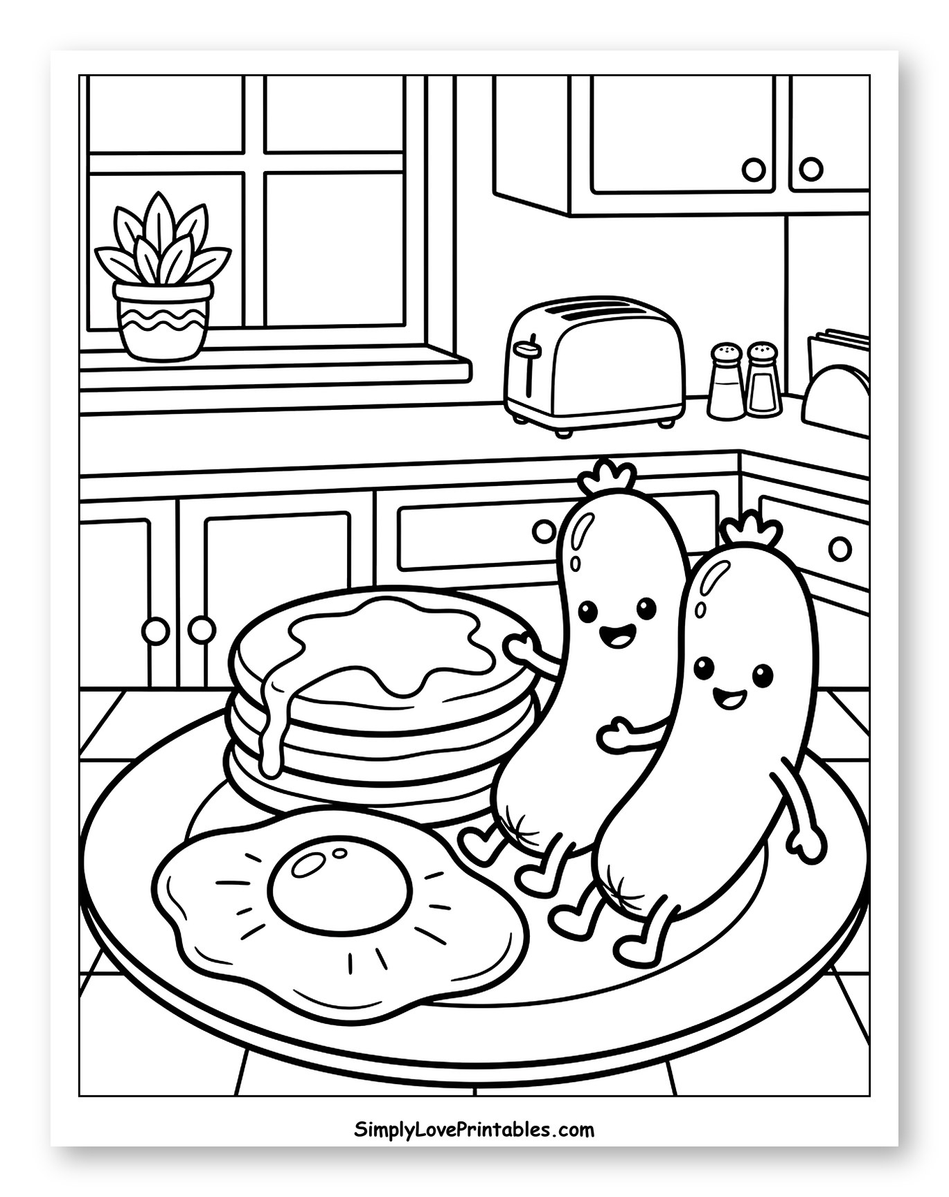 Cute Breakfast Sausages and Pancakes