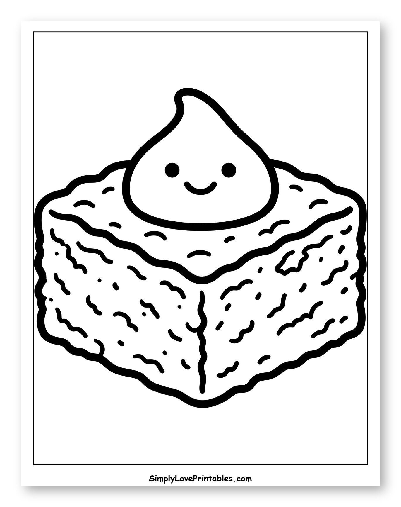Cute Brownie with Whipped Cream Topping Coloring Page for Toddlers