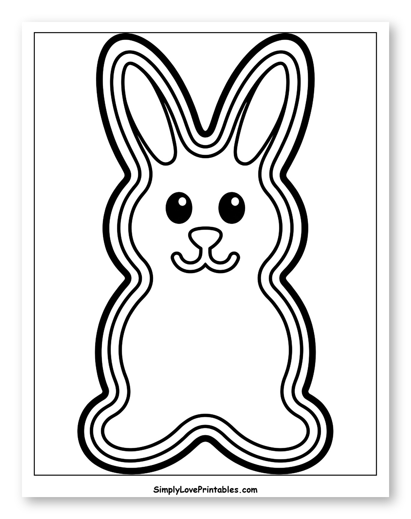 Cute Bunny Cookie Outline to Color for Toddlers