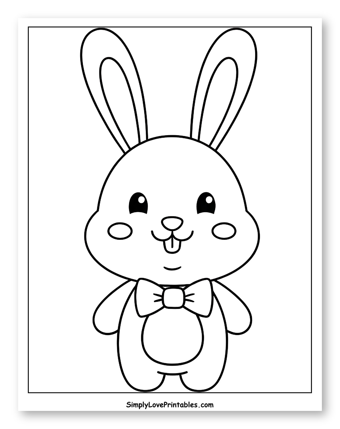 Cute Bunny with Bow Tie to Color for Toddlers