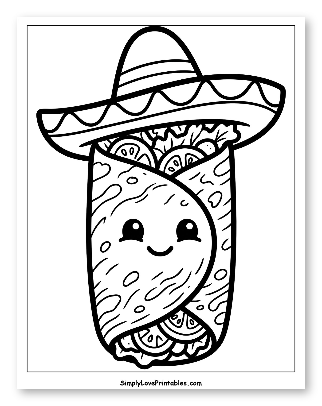 Cute Burrito Wearing a Sombrero
