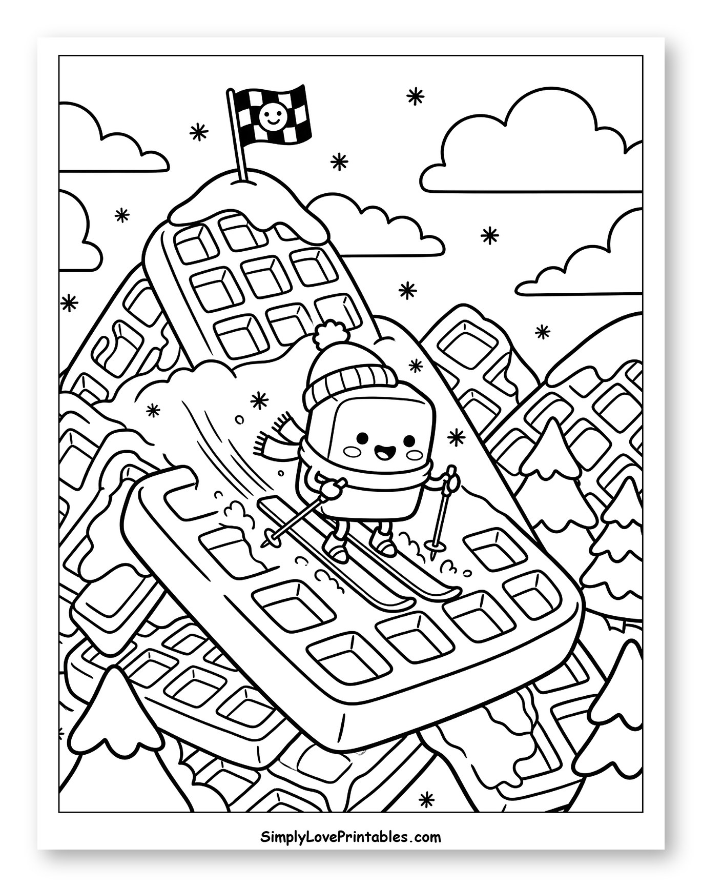 Cute Butter Skiing Down Waffle Mountains