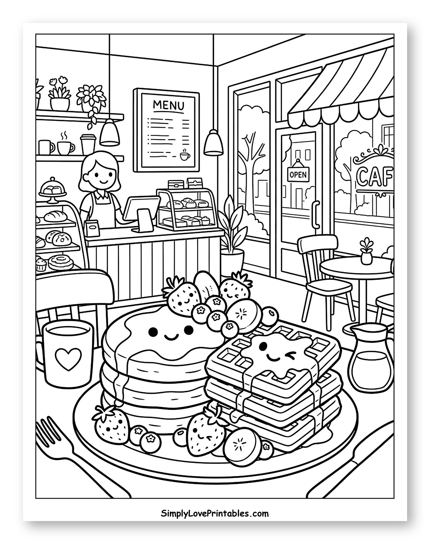Cute Cafe with Sweet Pancakes and Waffles