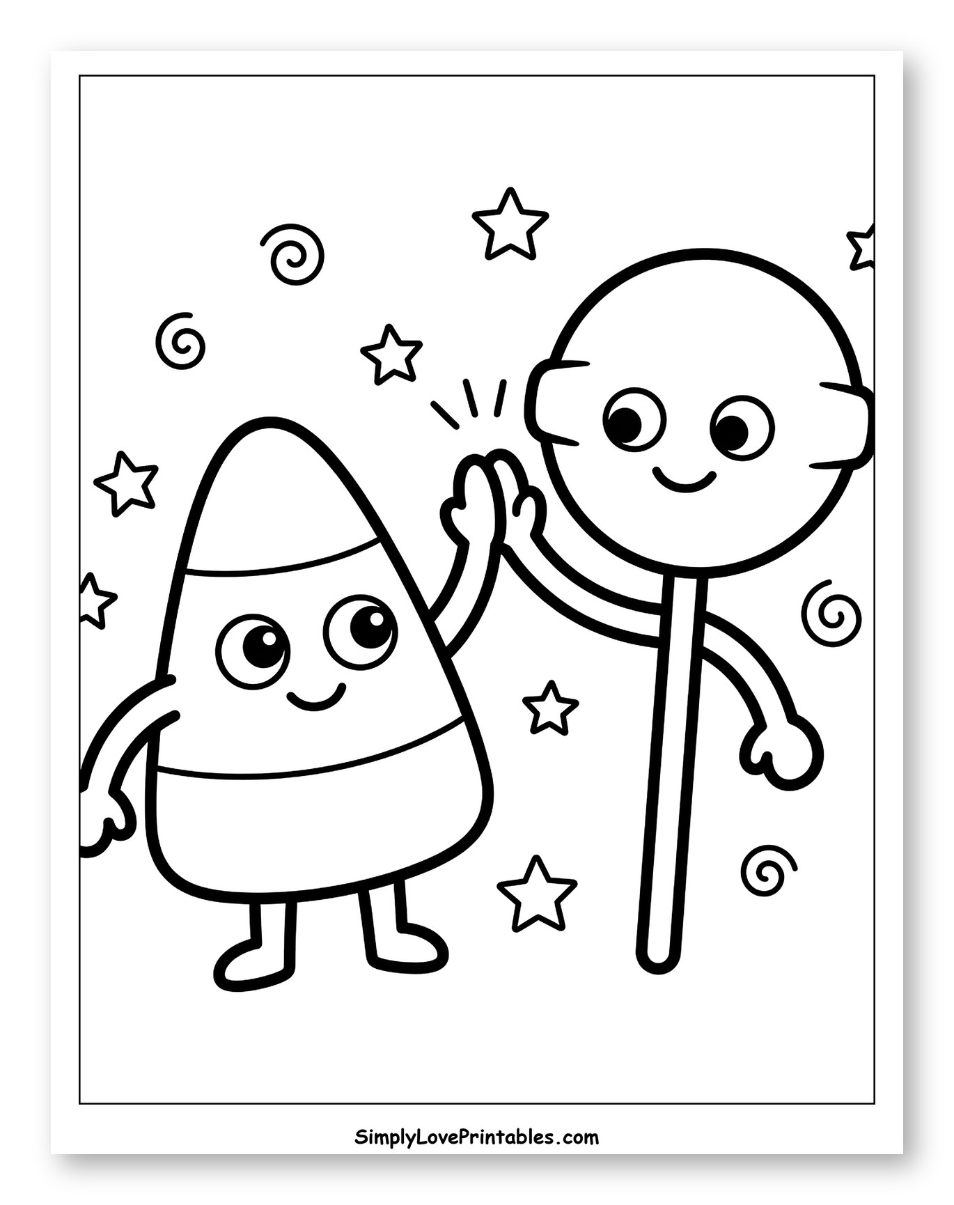 Cute Candy Corn and Lollipop Friends High-Five