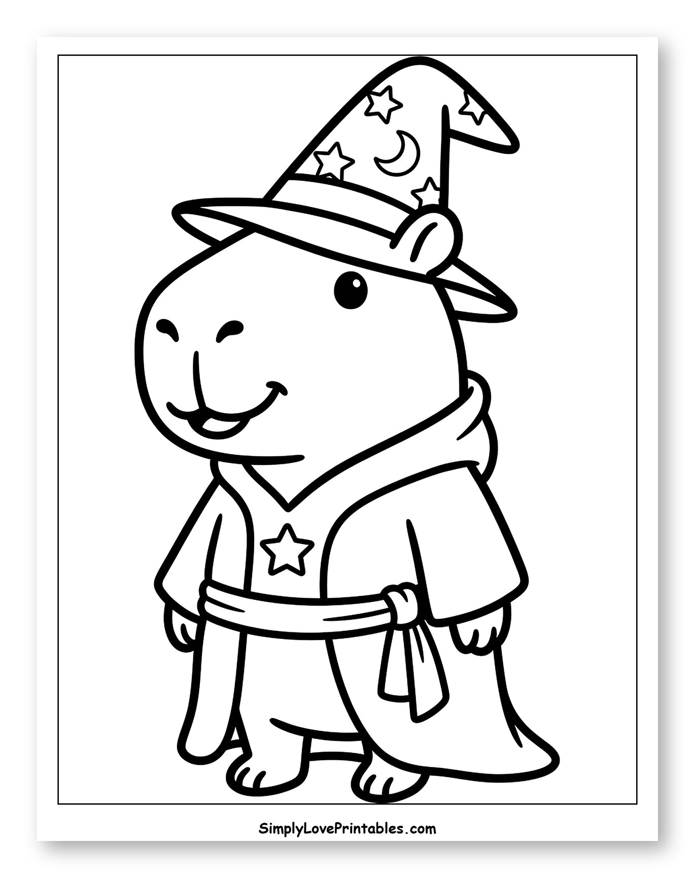 Cute Capybara Wizard with Hat and Robe