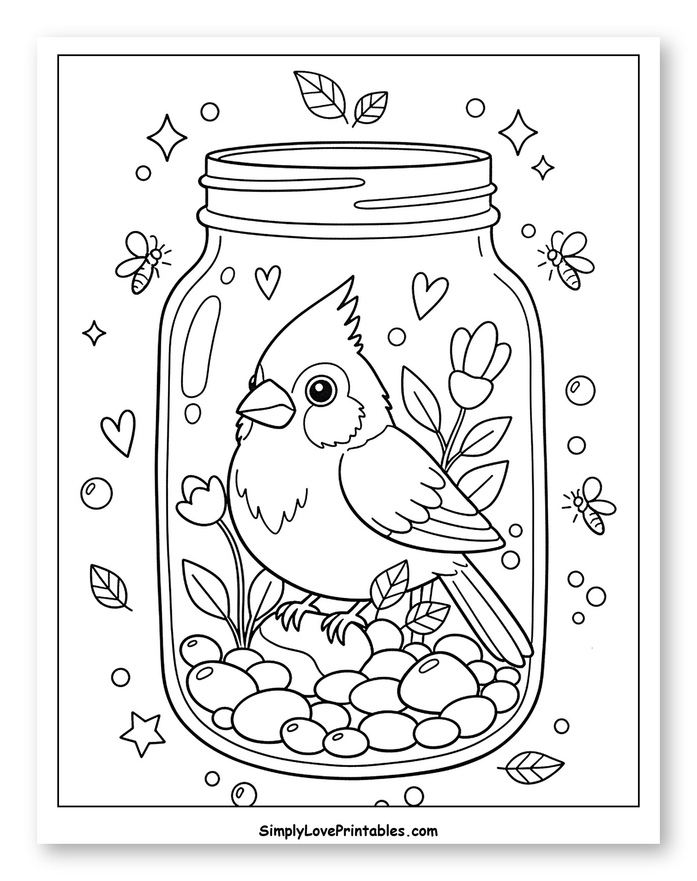 Cute Cardinal Bird in a Mason Jar
