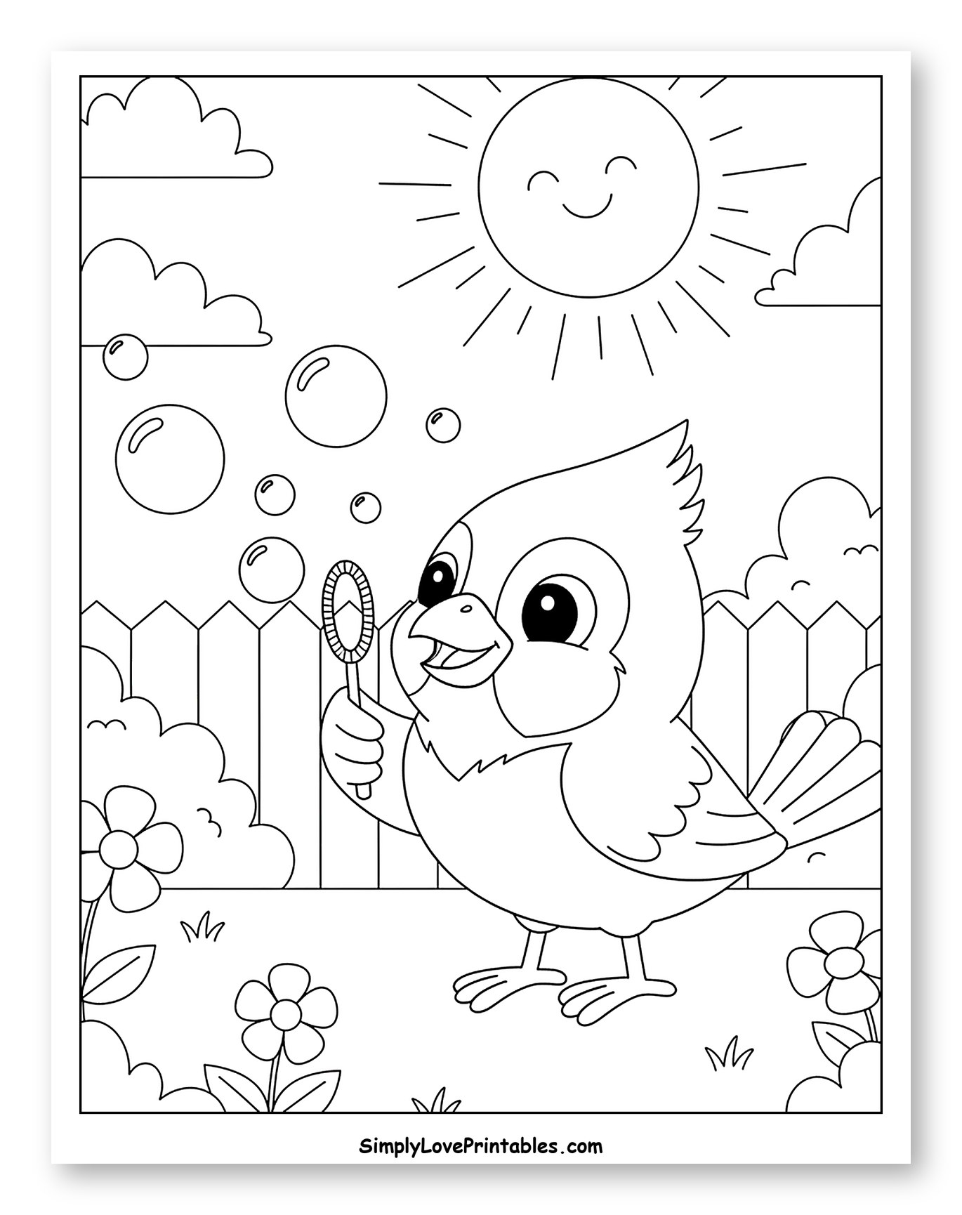 Cute Cardinal Blowing Bubbles in a Garden
