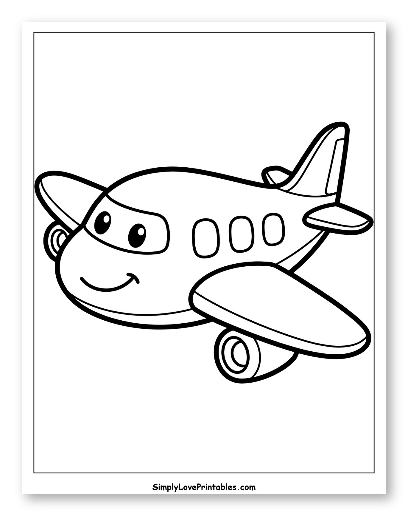Cute Cartoon Airplane with a Friendly Face