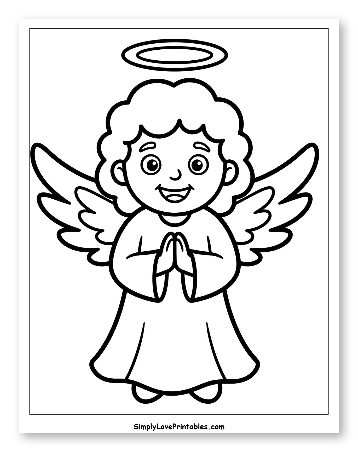 Cute Cartoon Angel with Halo and Wings