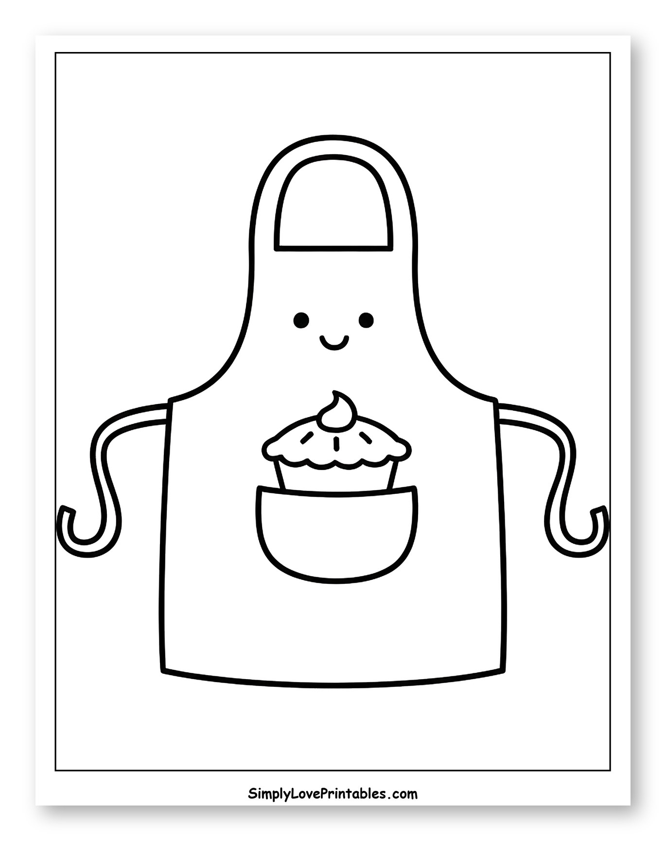 Cute Cartoon Apron Holding a Cupcake