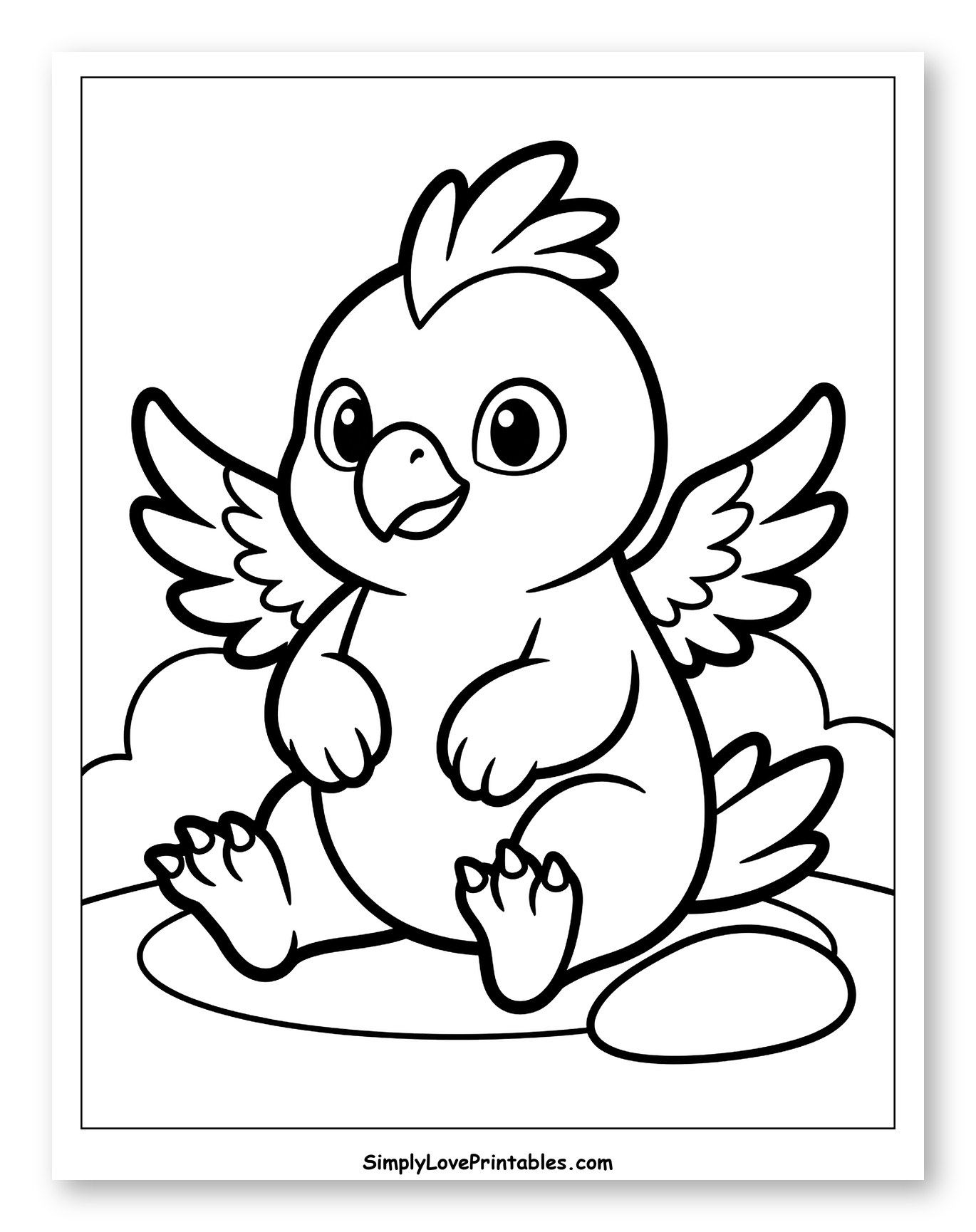 Cute Cartoon Baby Bird with Wings