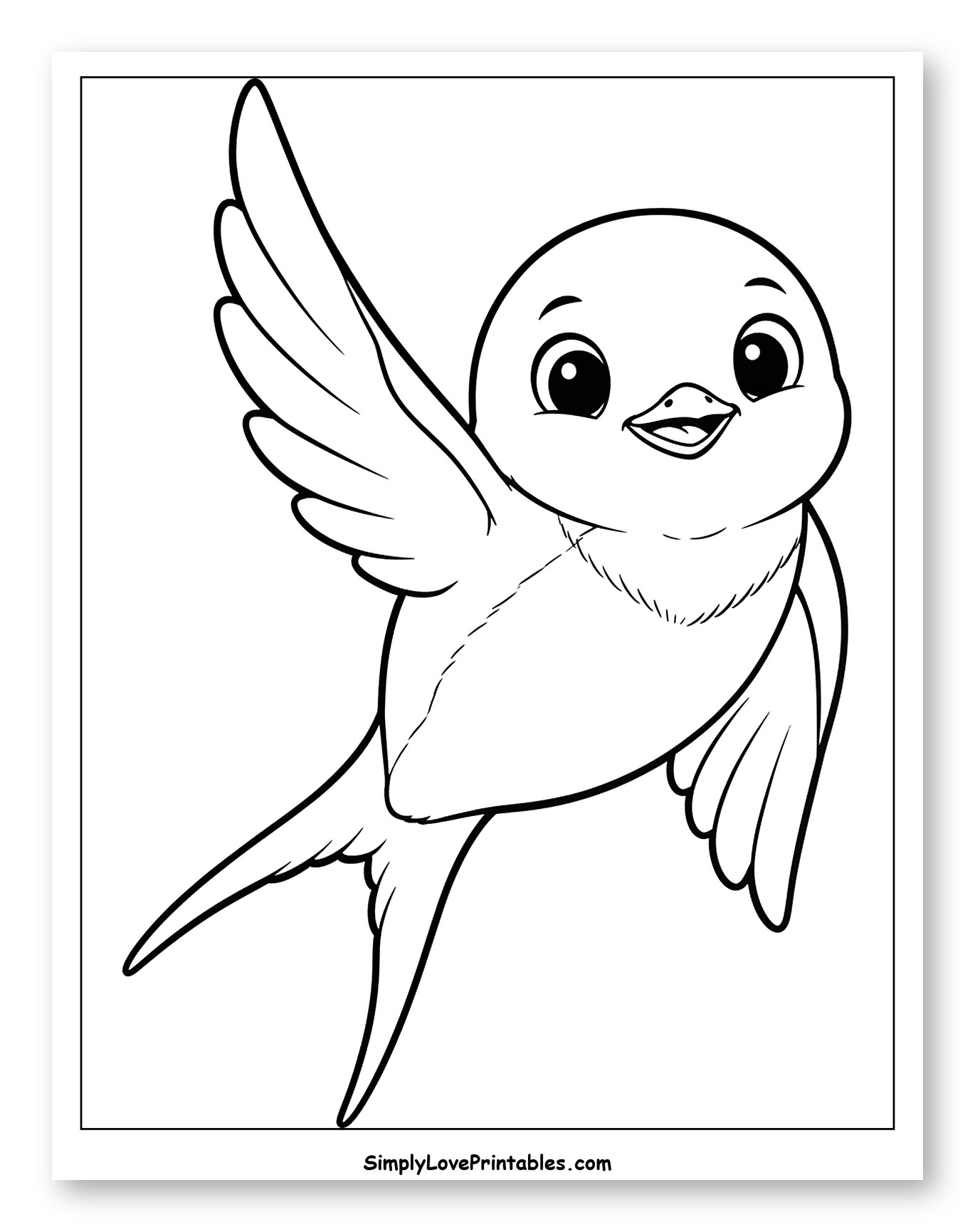 Cute Cartoon Baby Swallow Flying