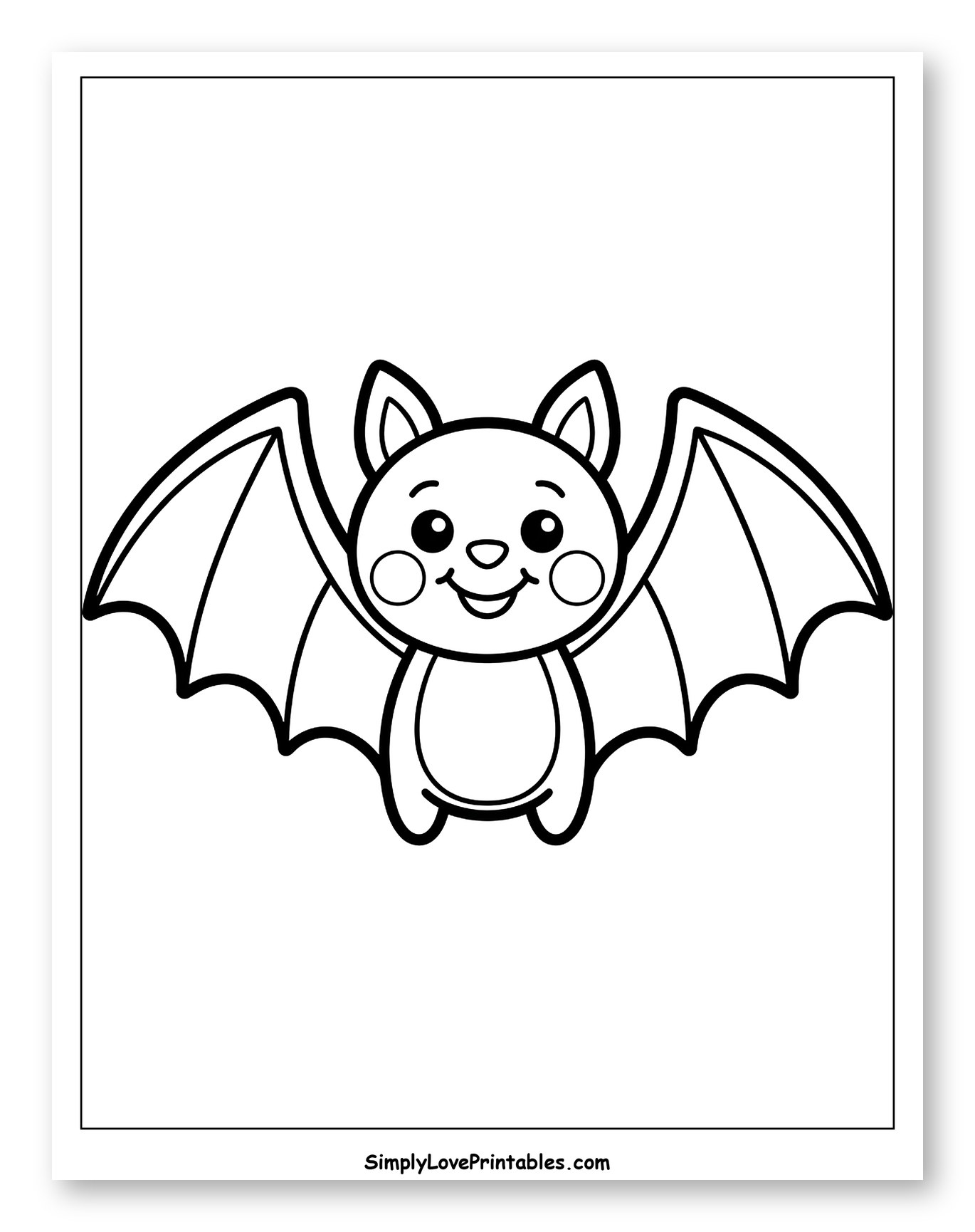 Cute Cartoon Bat with Big Wings