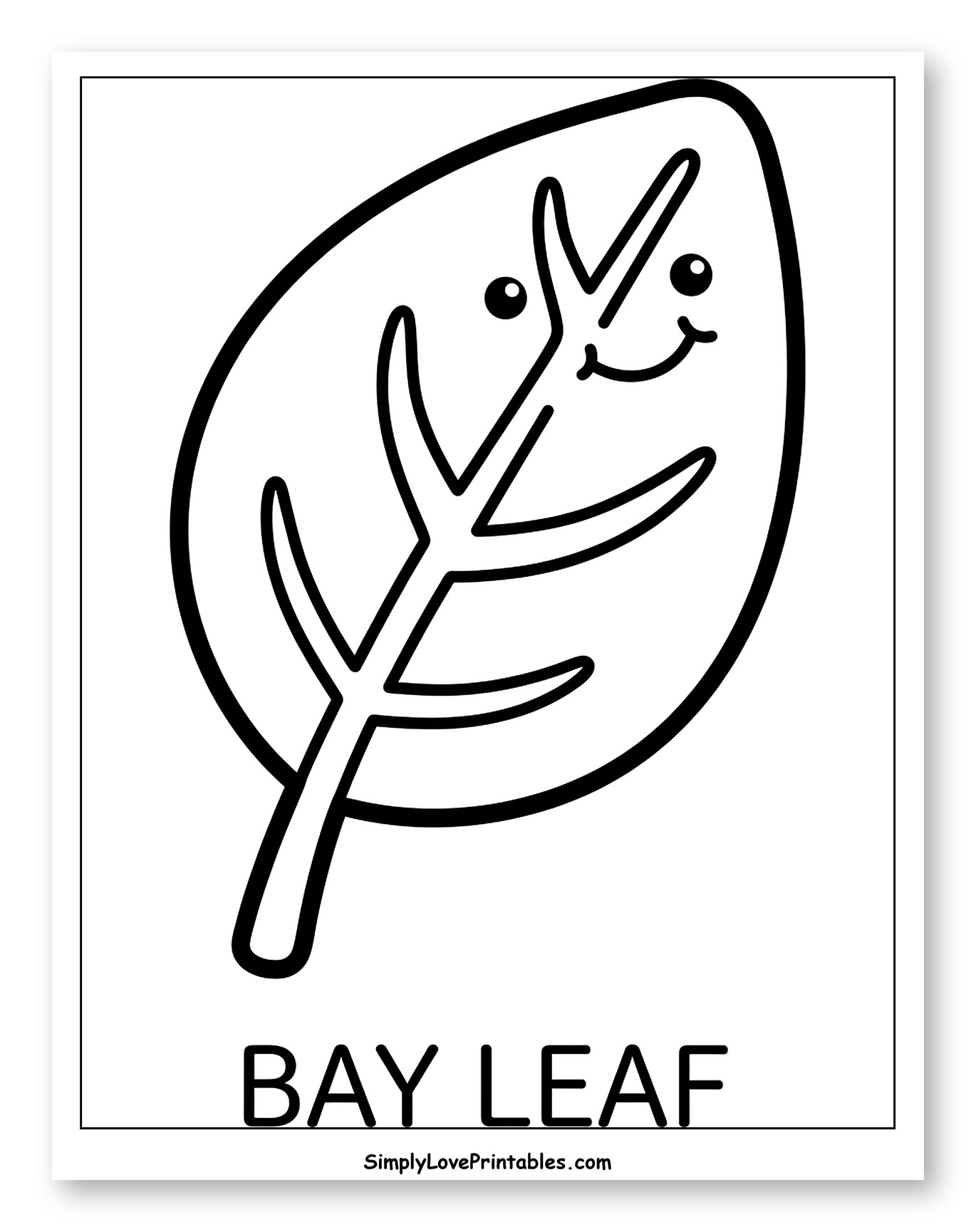 Cute Cartoon Bay Leaf with a Face