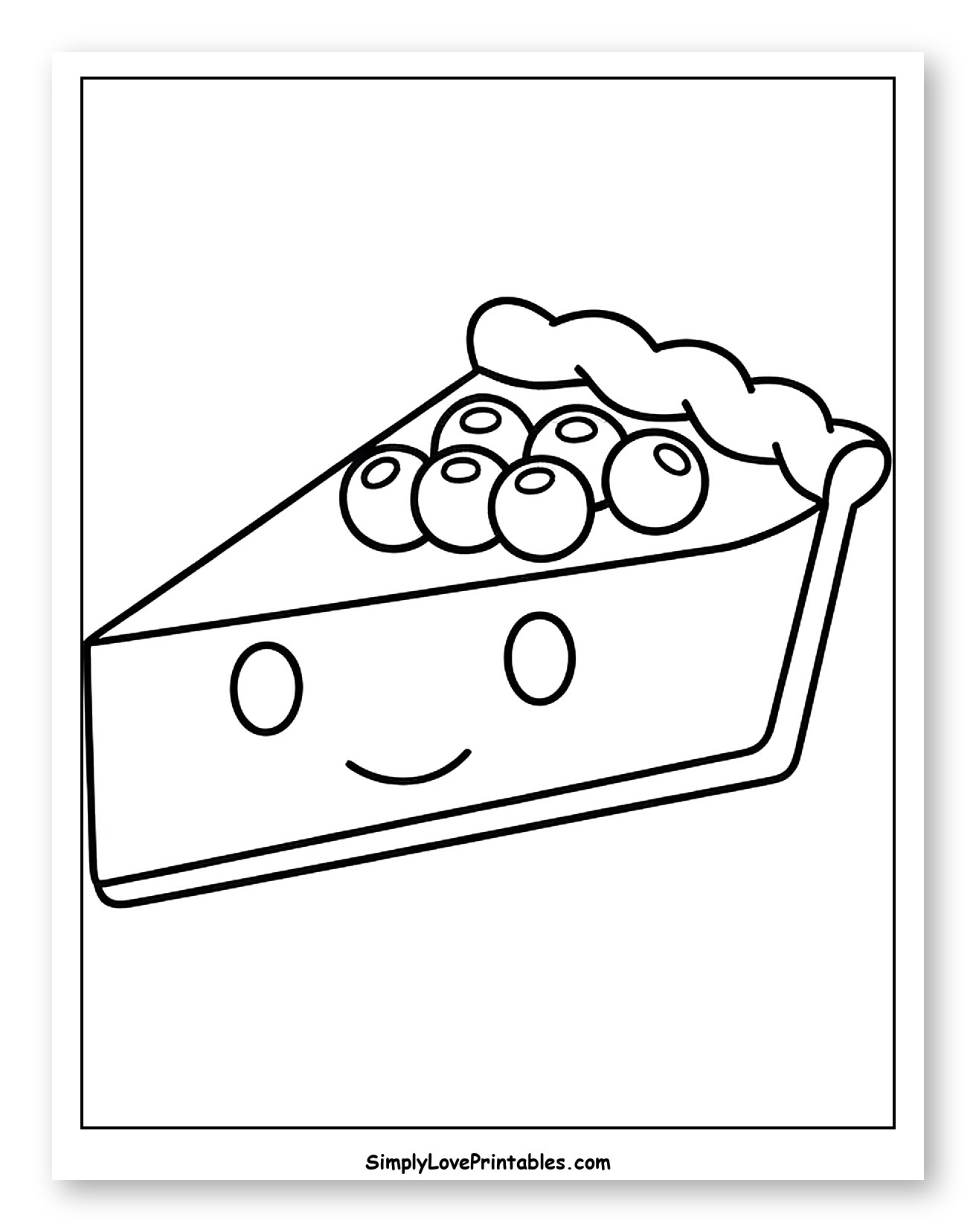 Cute Cartoon Blueberry Pie Slice