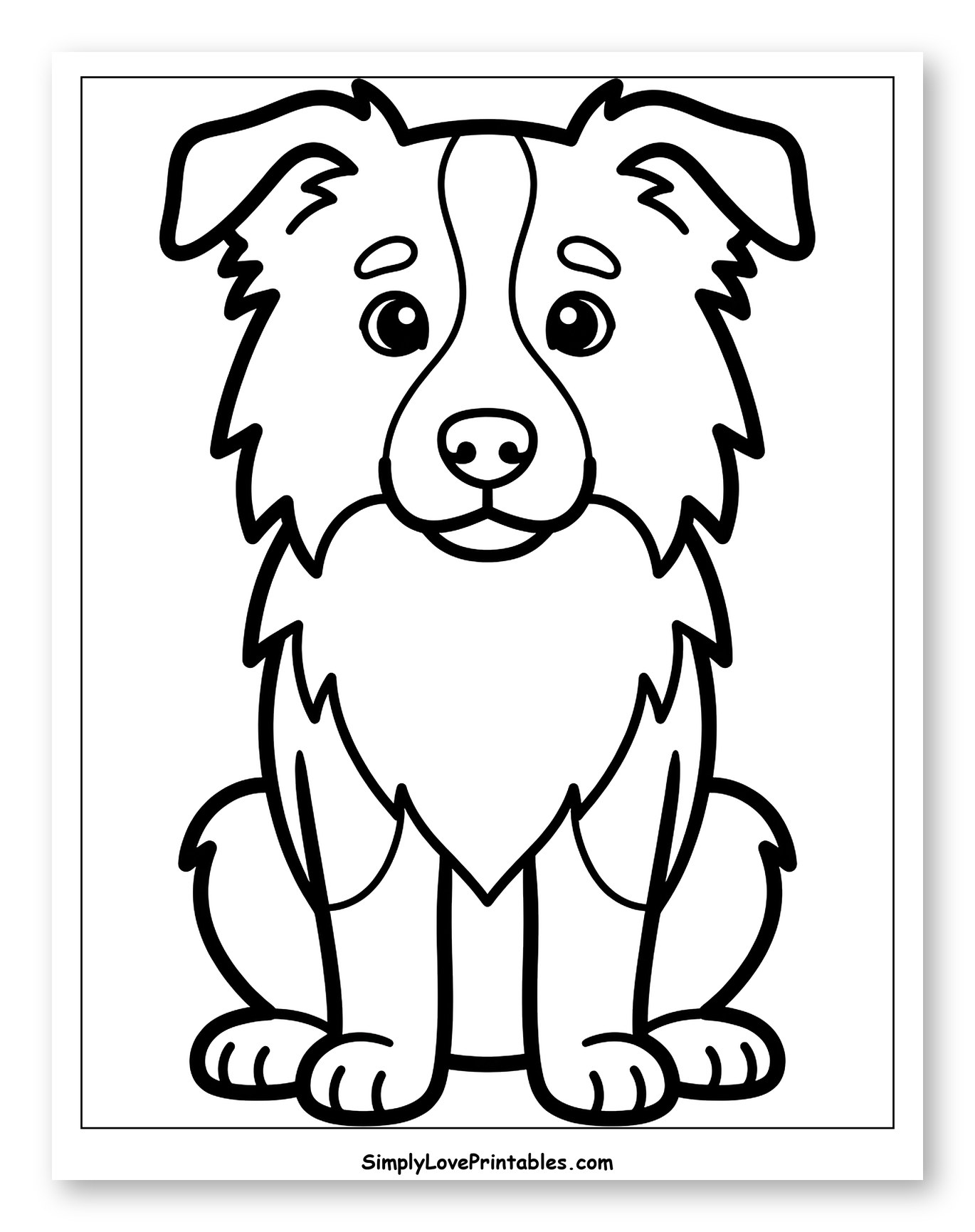 Cute Cartoon Border Collie Sitting