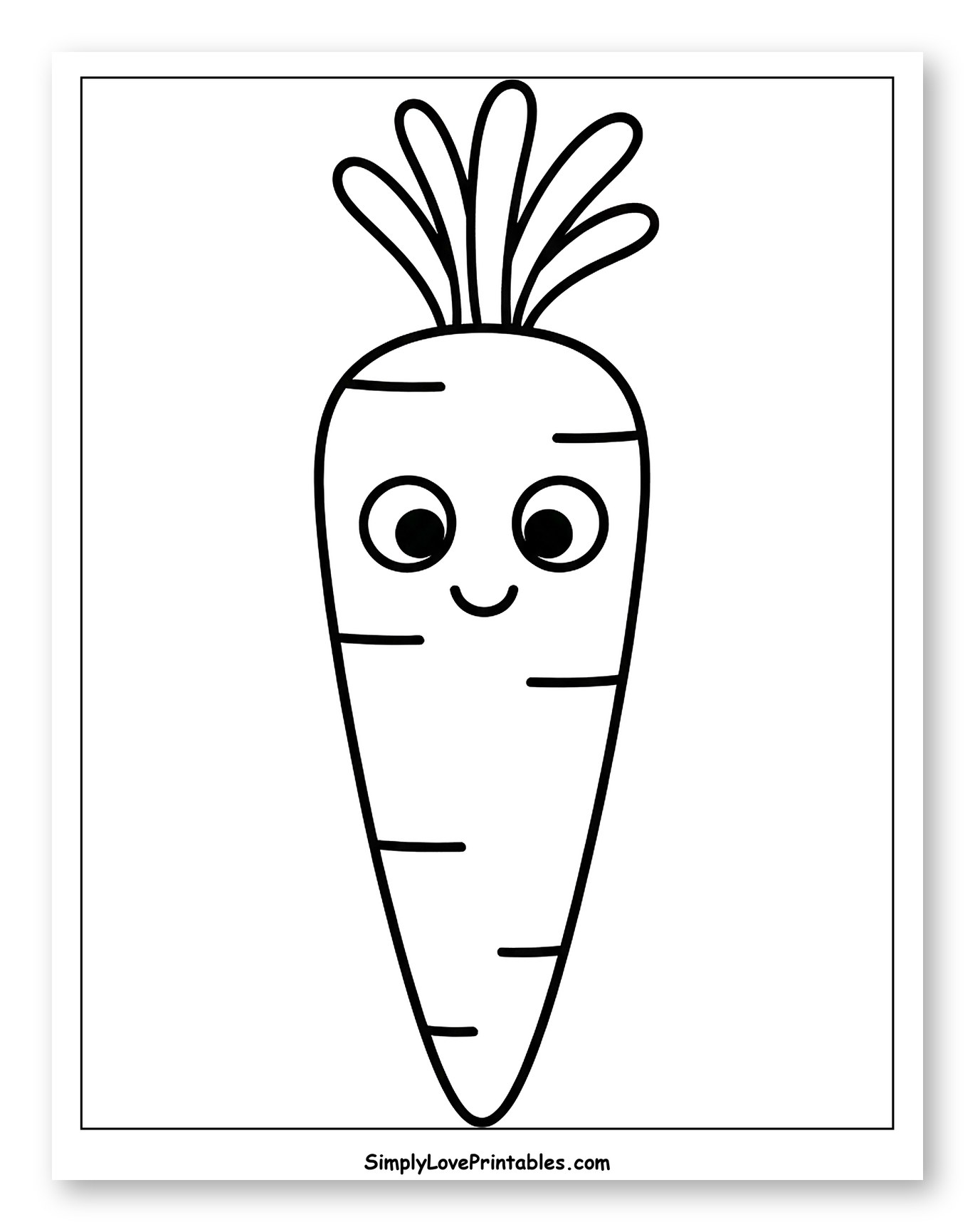 Cute Cartoon Carrot with a Happy Face Coloring Sheet for Toddlers