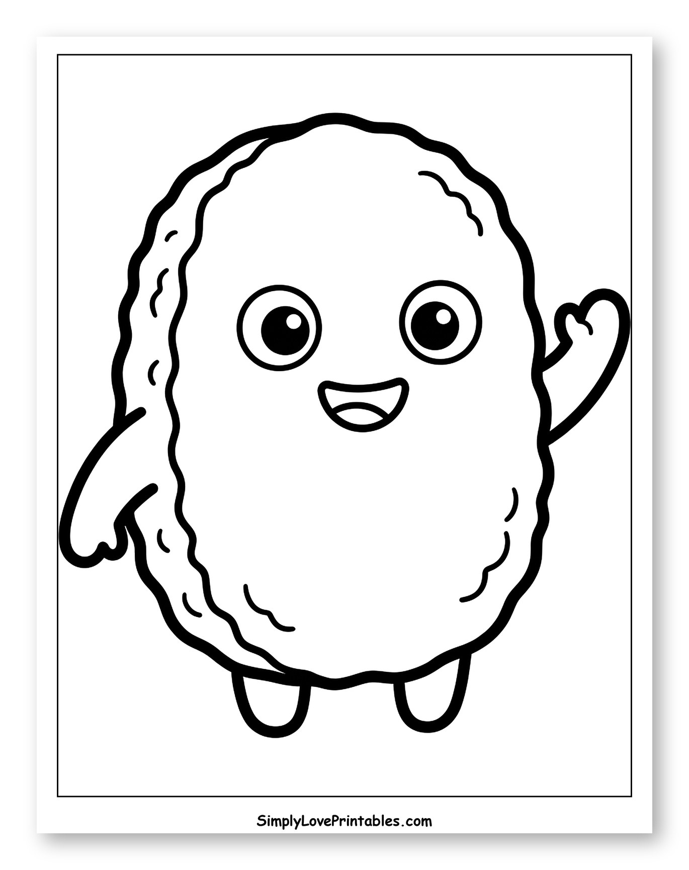 Cute Cartoon Chicken Nugget Waving