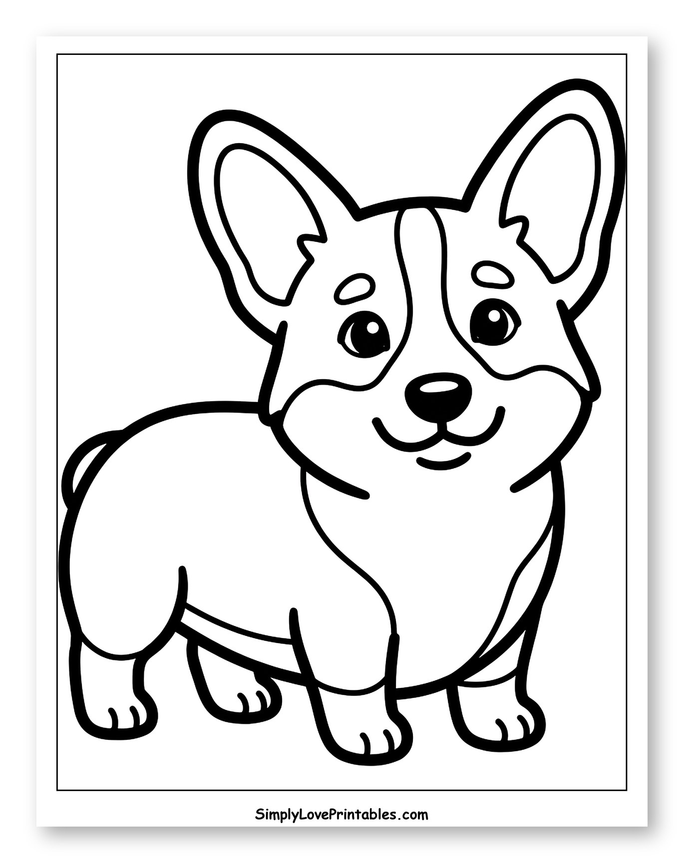 Cute Cartoon Corgi Puppy Standing