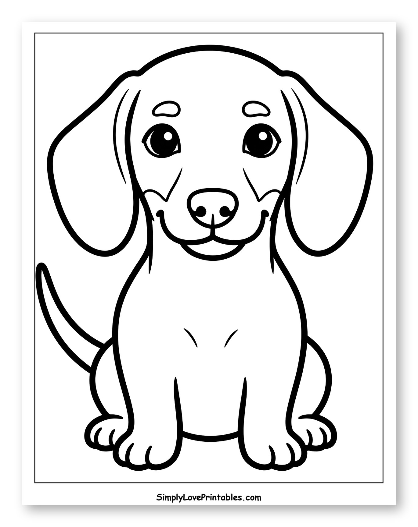 Cute Cartoon Dachshund Puppy Sitting
