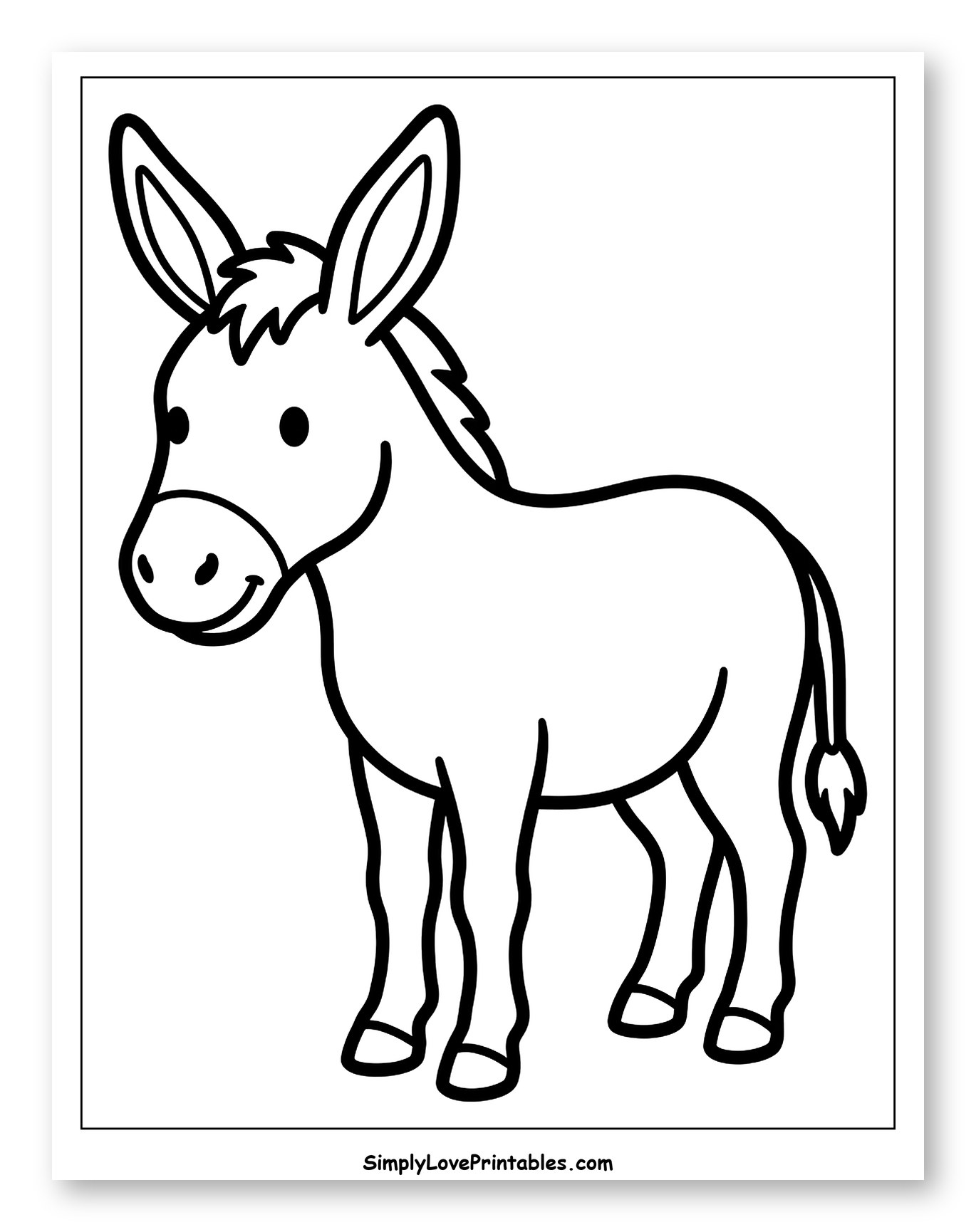 Cute Cartoon Donkey Standing