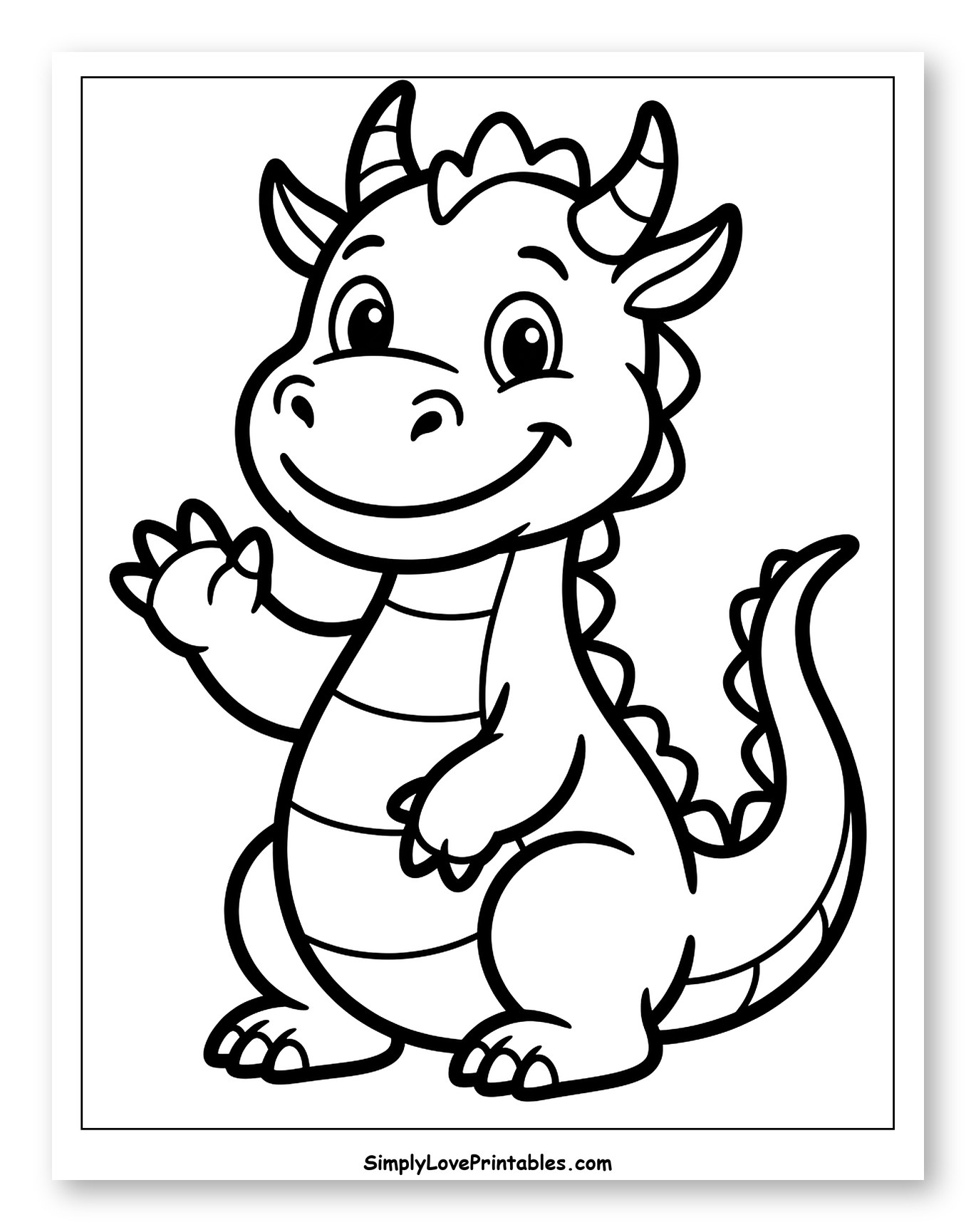 Cute Cartoon Dragon Waving Hello