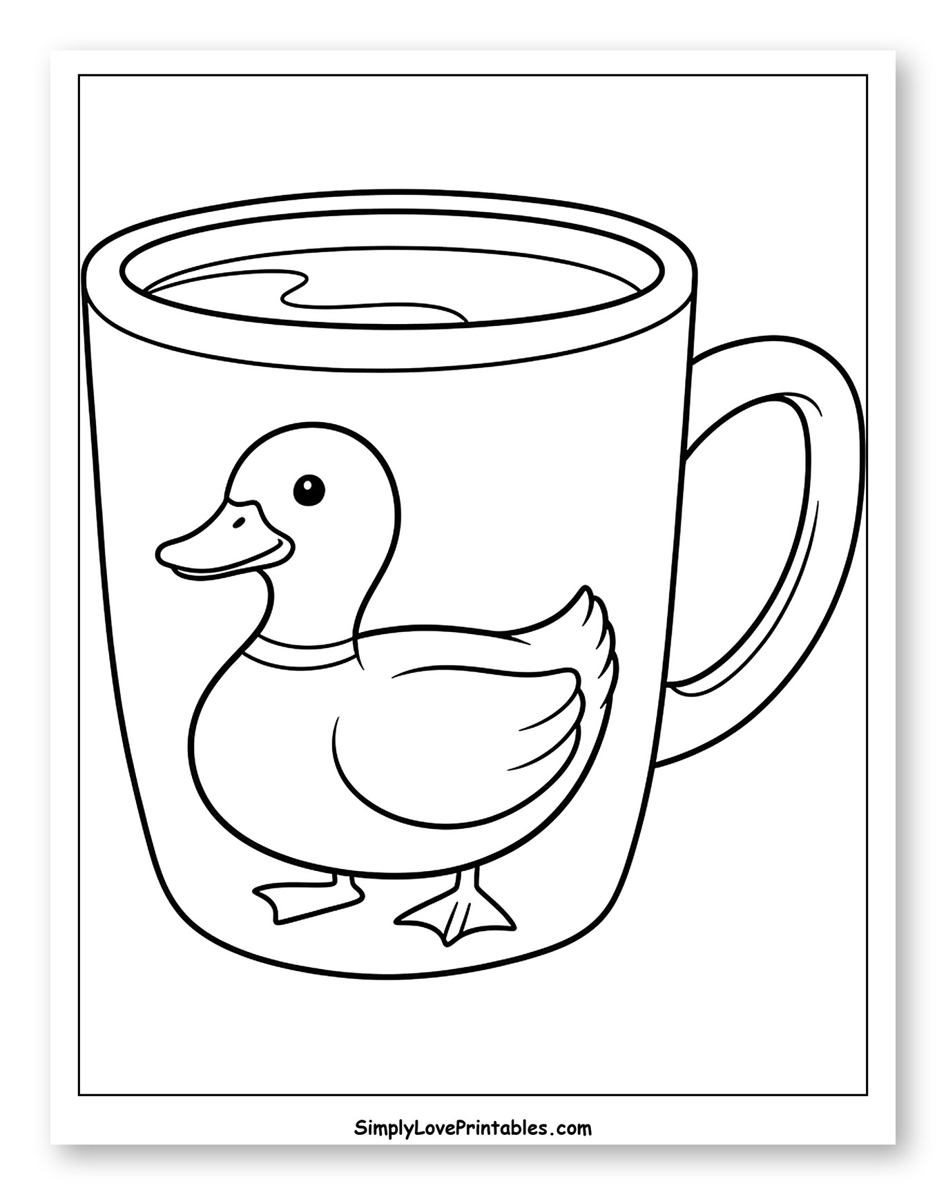 Cute Cartoon Duck on a Coffee Mug