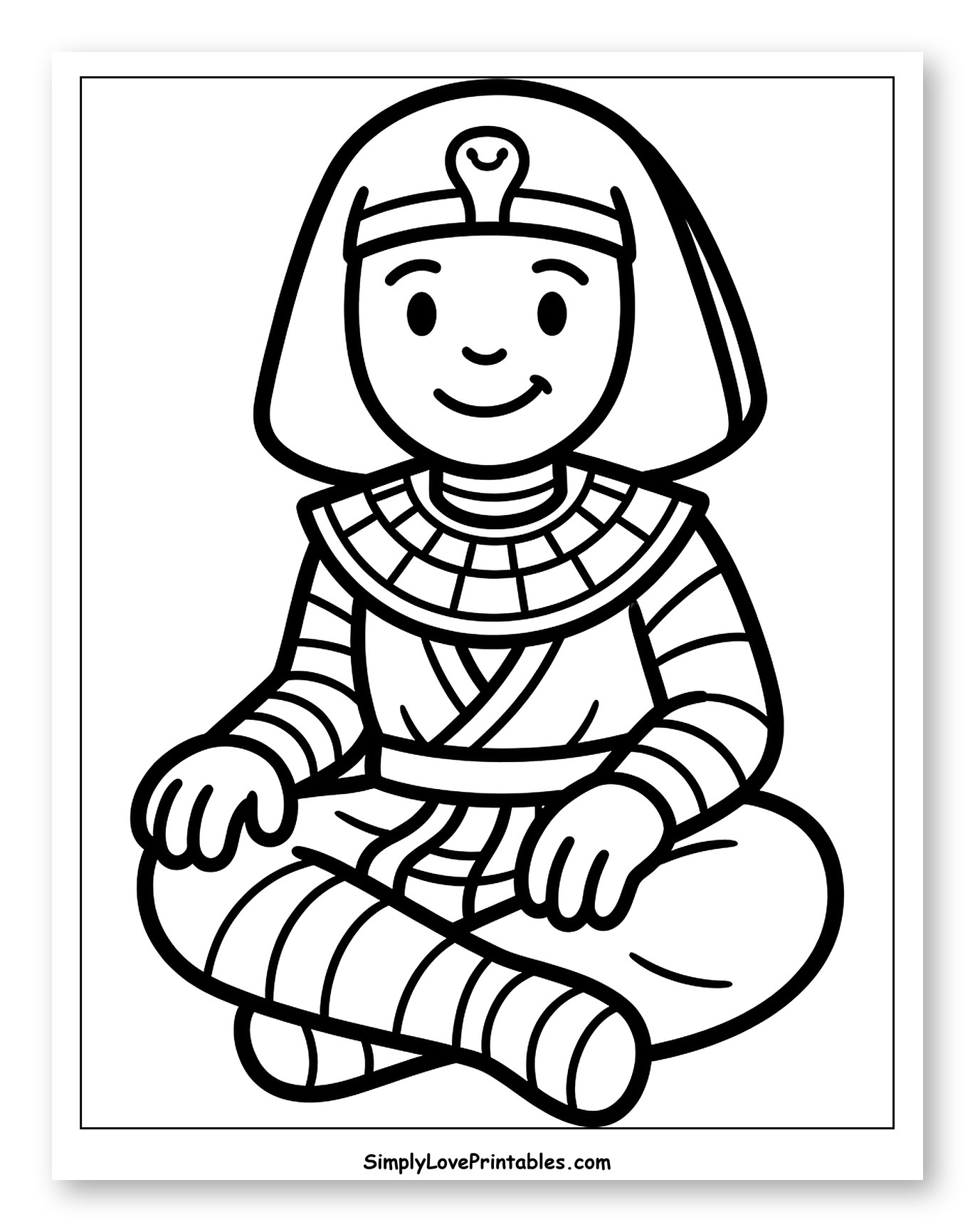 Cute Cartoon Egyptian Pharaoh Sitting