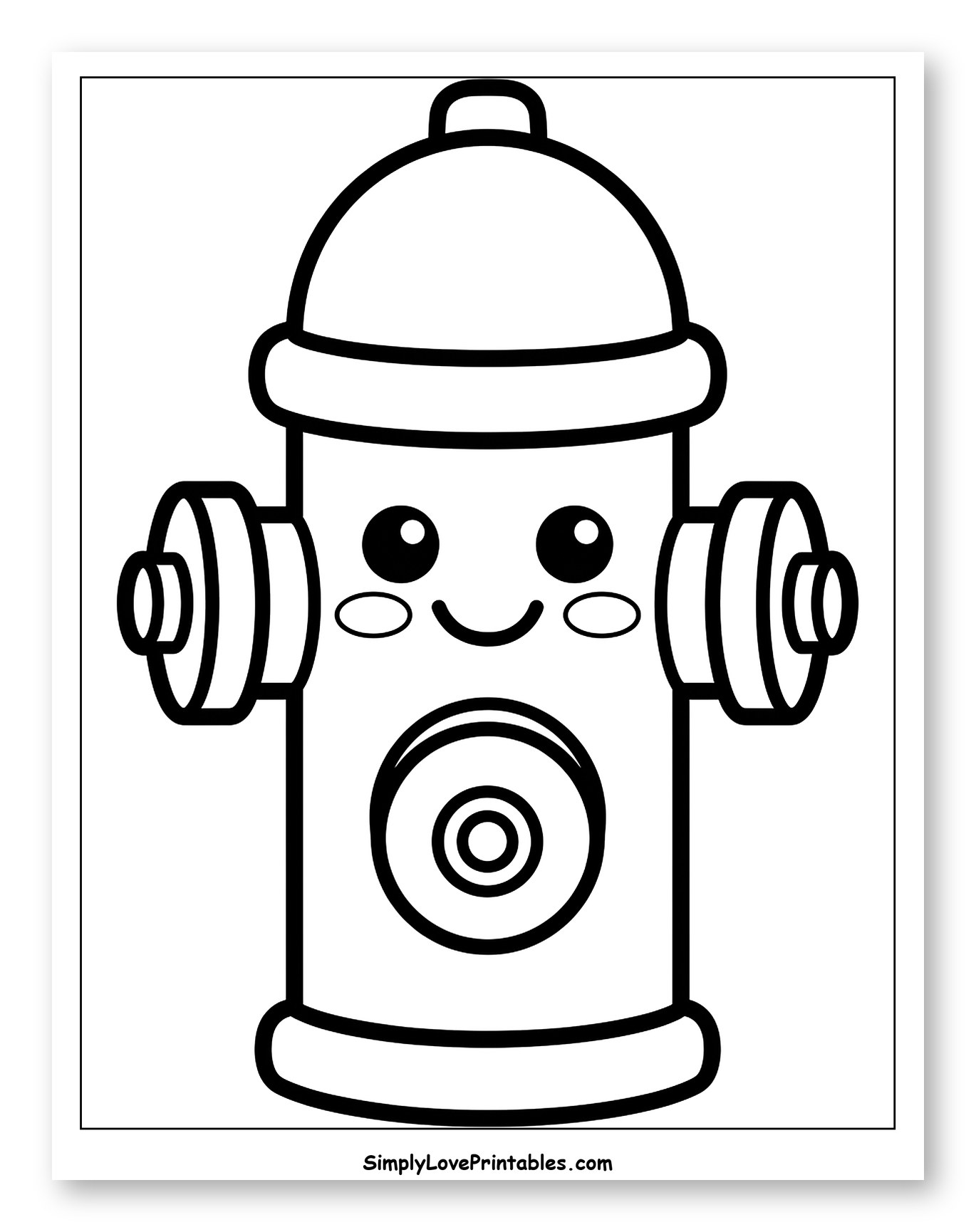 Cute Cartoon Fire Hydrant to Color for Toddlers