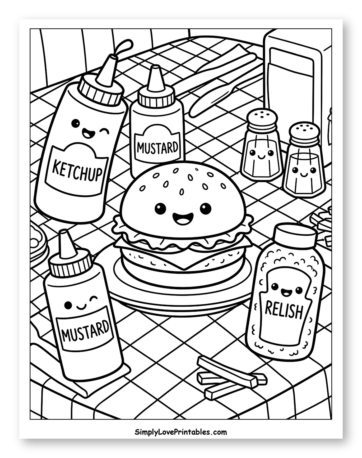 Cute Cartoon Food Diner Setting