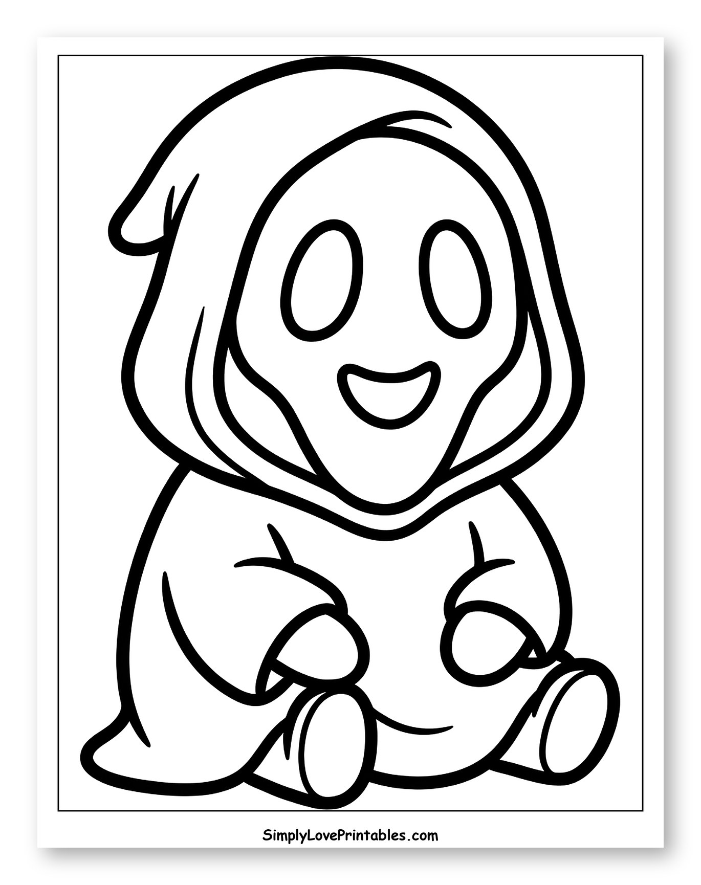 Cute Cartoon Ghost in a Robe Coloring Page for Toddlers